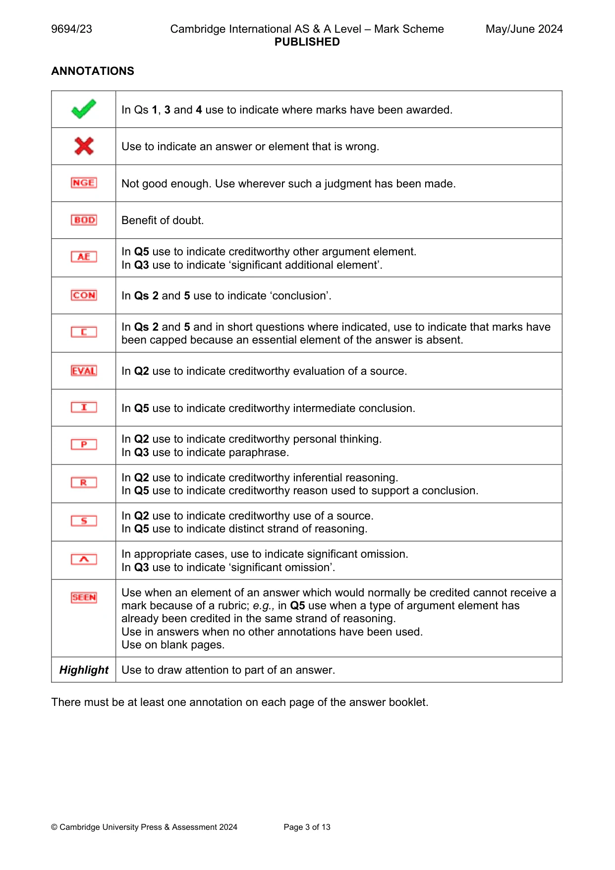 Mark scheme, page 3 of 13