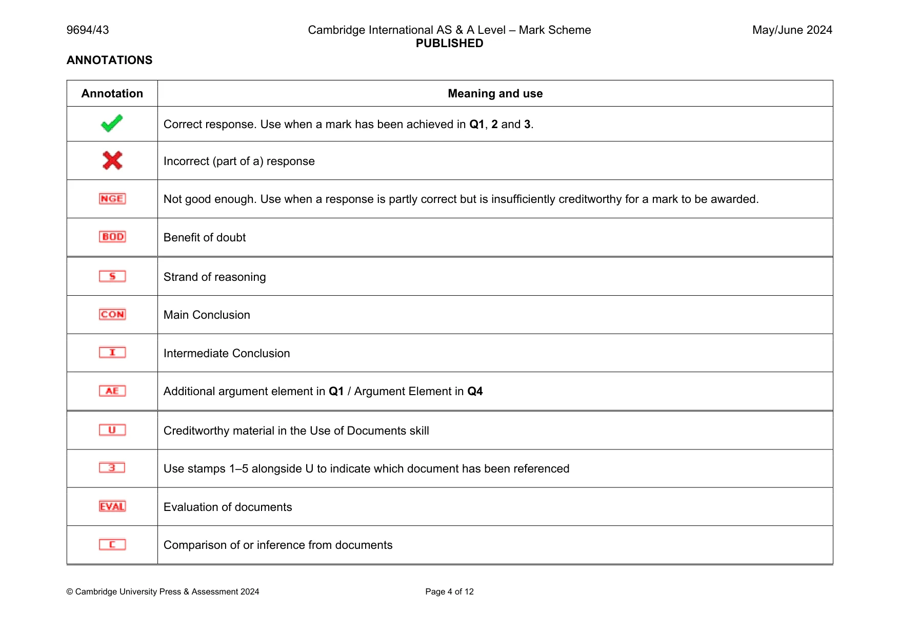 Mark scheme, page 4 of 12