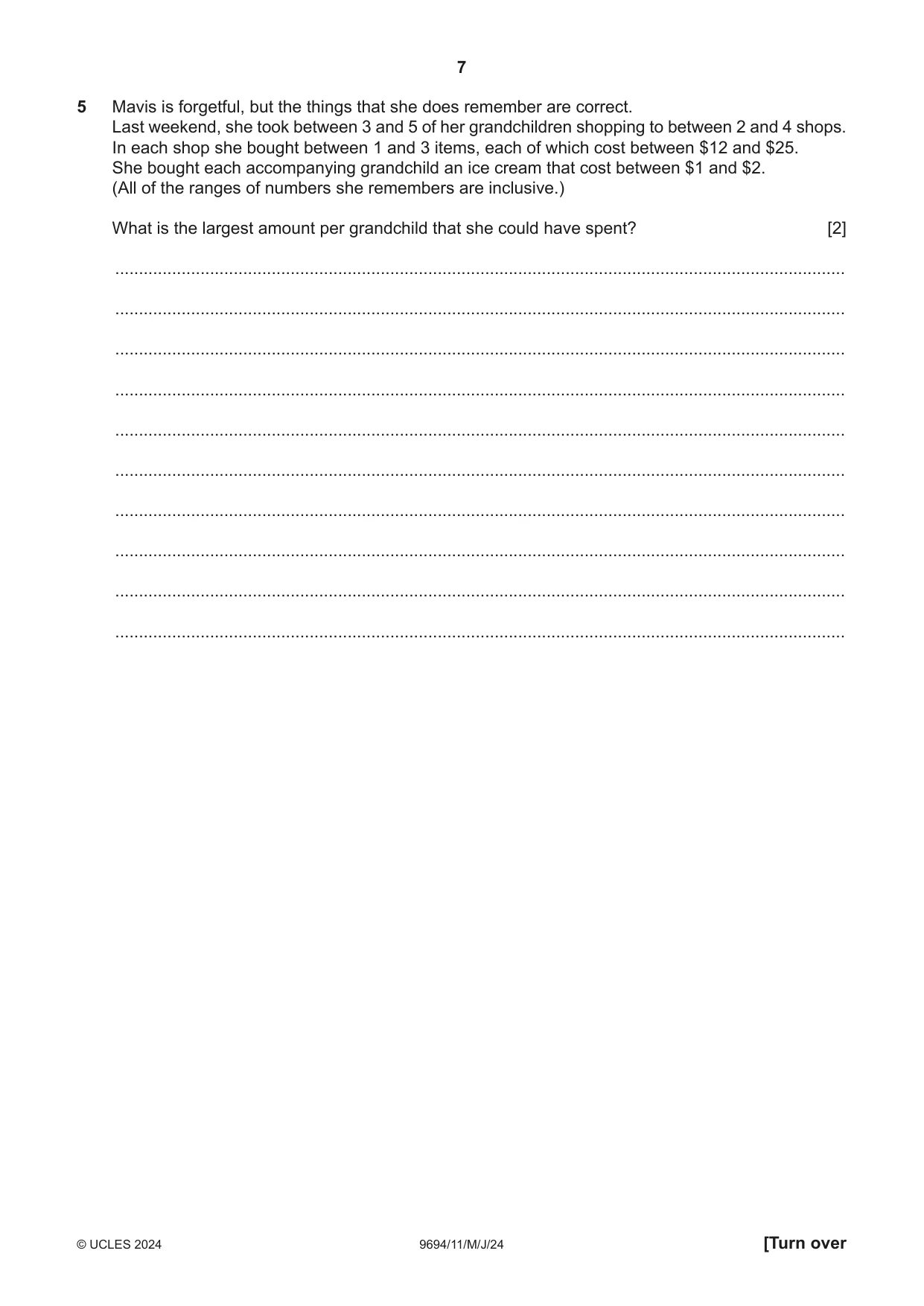 Cambridge A Level Thinking Skills 9694 2024 May/June Paper 1 · Variant 1 question paper, page 7 of 16
