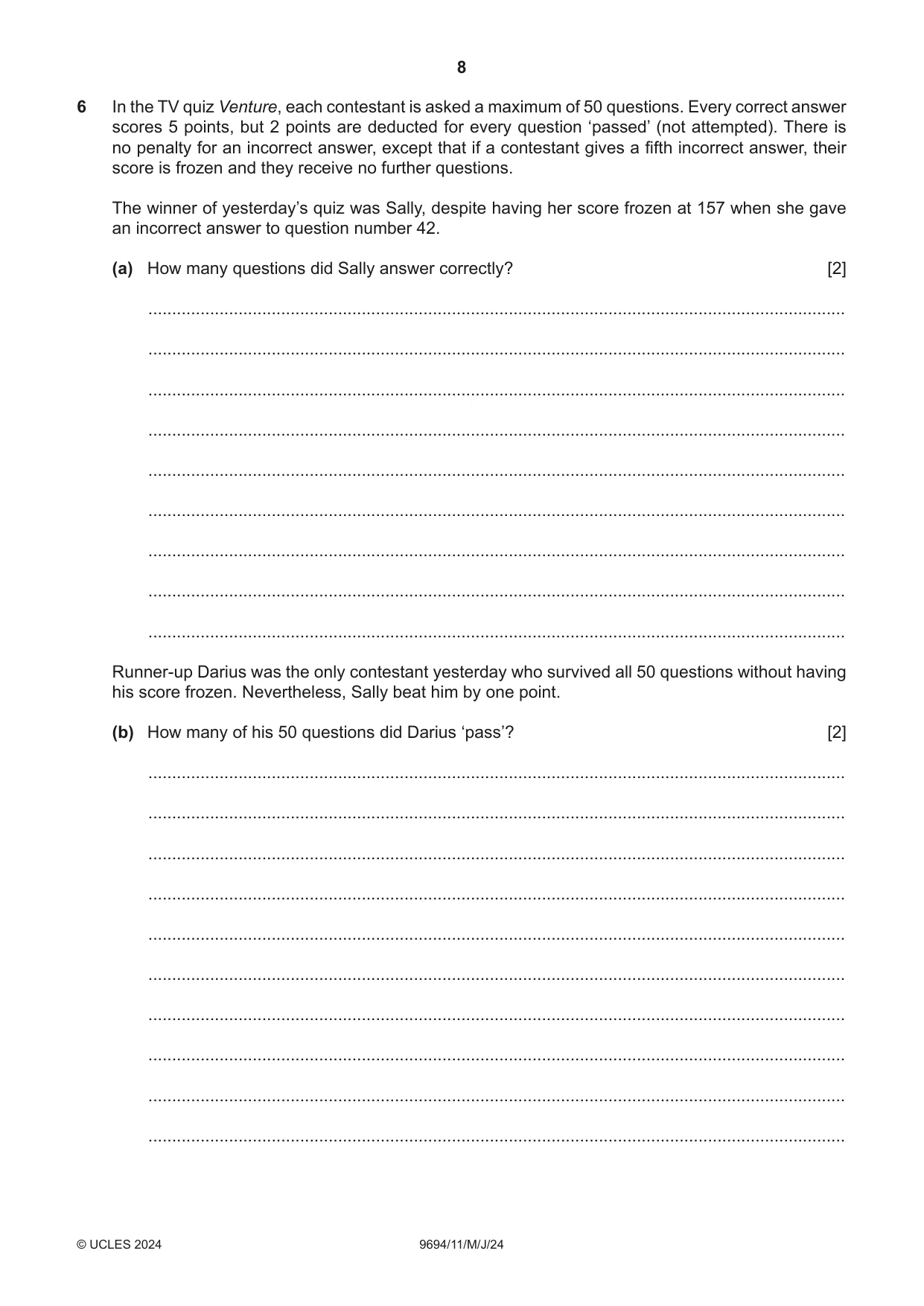 Cambridge A Level Thinking Skills 9694 2024 May/June Paper 1 · Variant 1 question paper, page 8 of 16