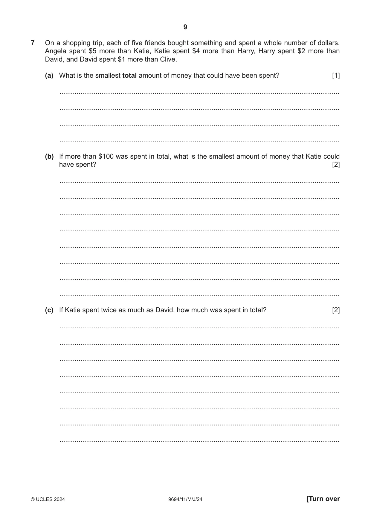 Cambridge A Level Thinking Skills 9694 2024 May/June Paper 1 · Variant 1 question paper, page 9 of 16