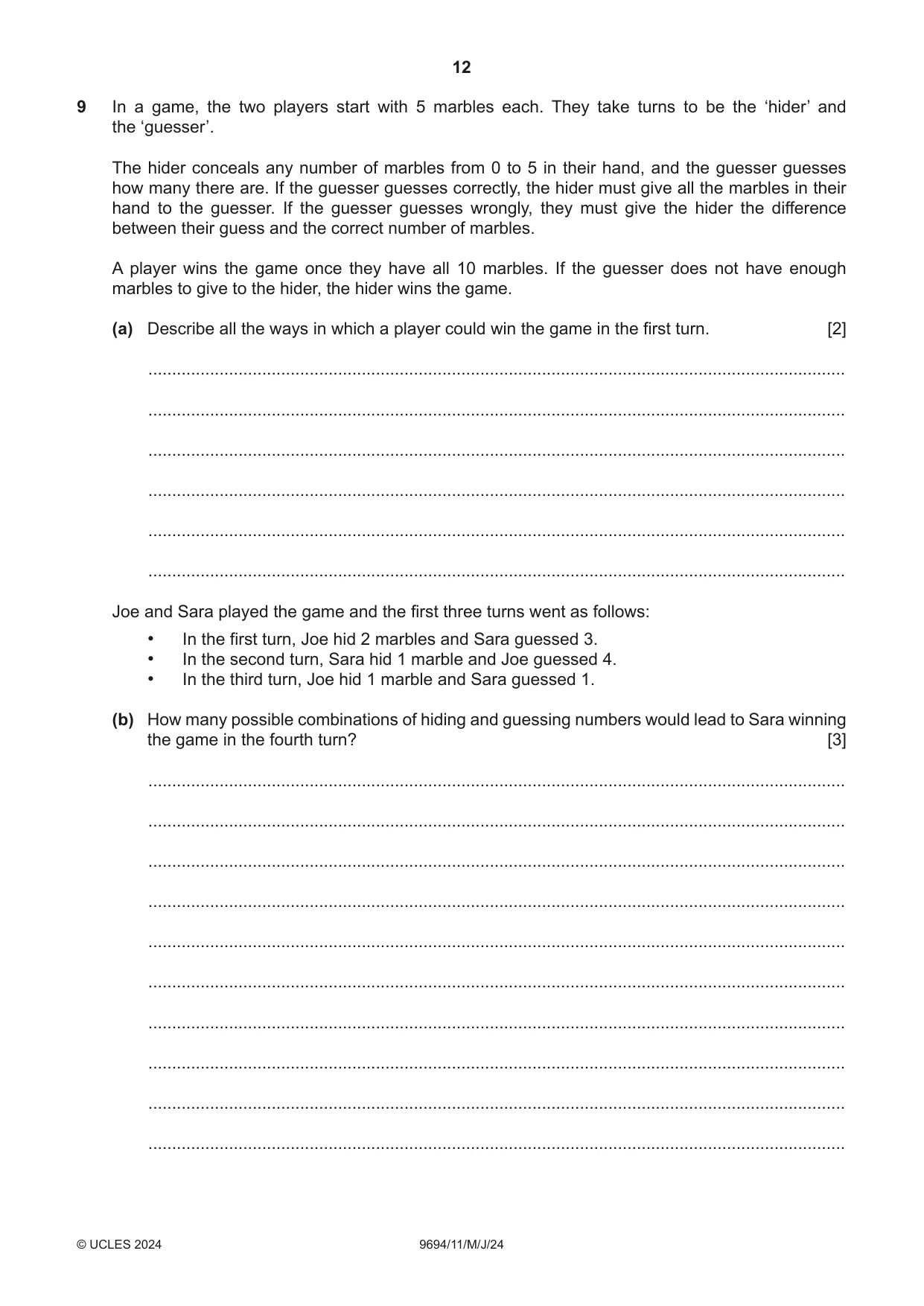 Cambridge A Level Thinking Skills 9694 2024 May/June Paper 1 · Variant 1 question paper, page 12 of 16