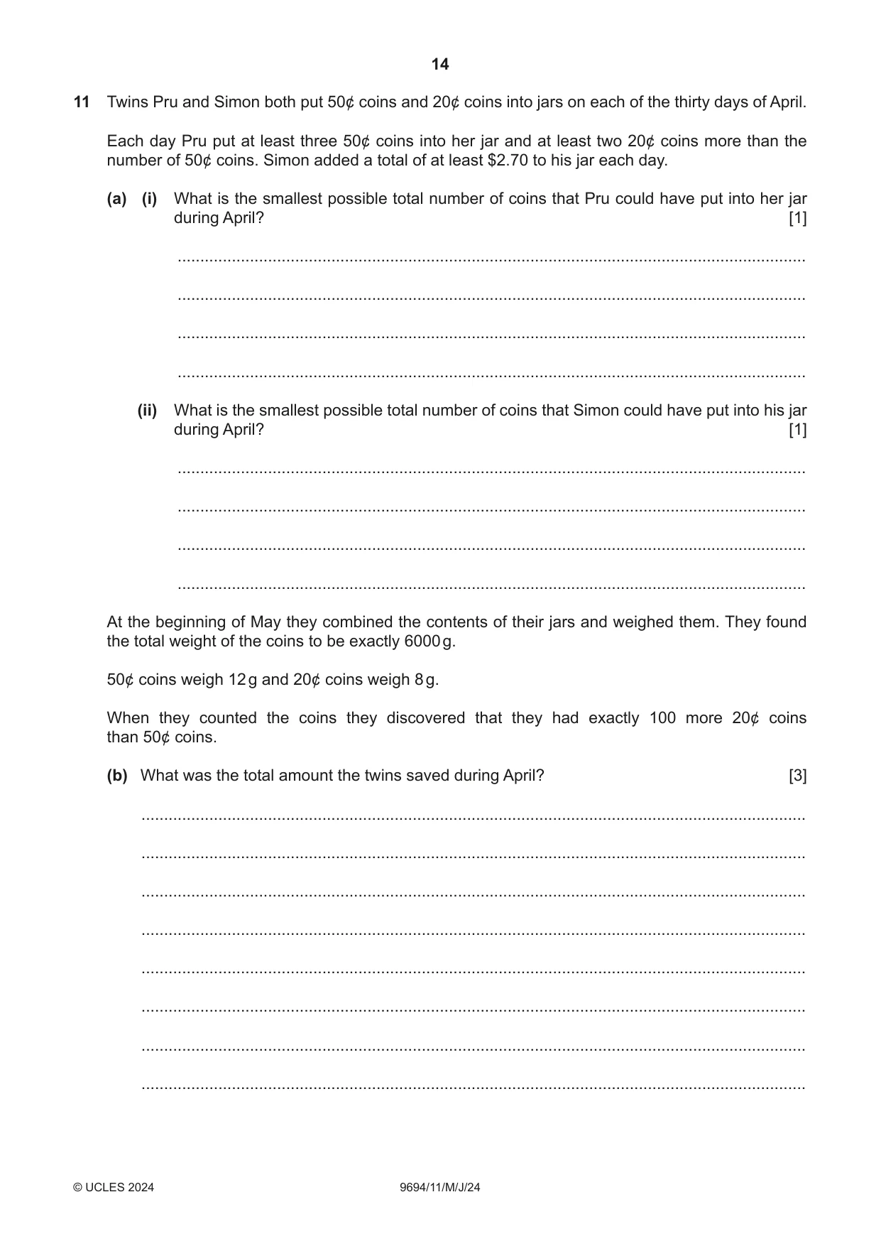 Cambridge A Level Thinking Skills 9694 2024 May/June Paper 1 · Variant 1 question paper, page 14 of 16