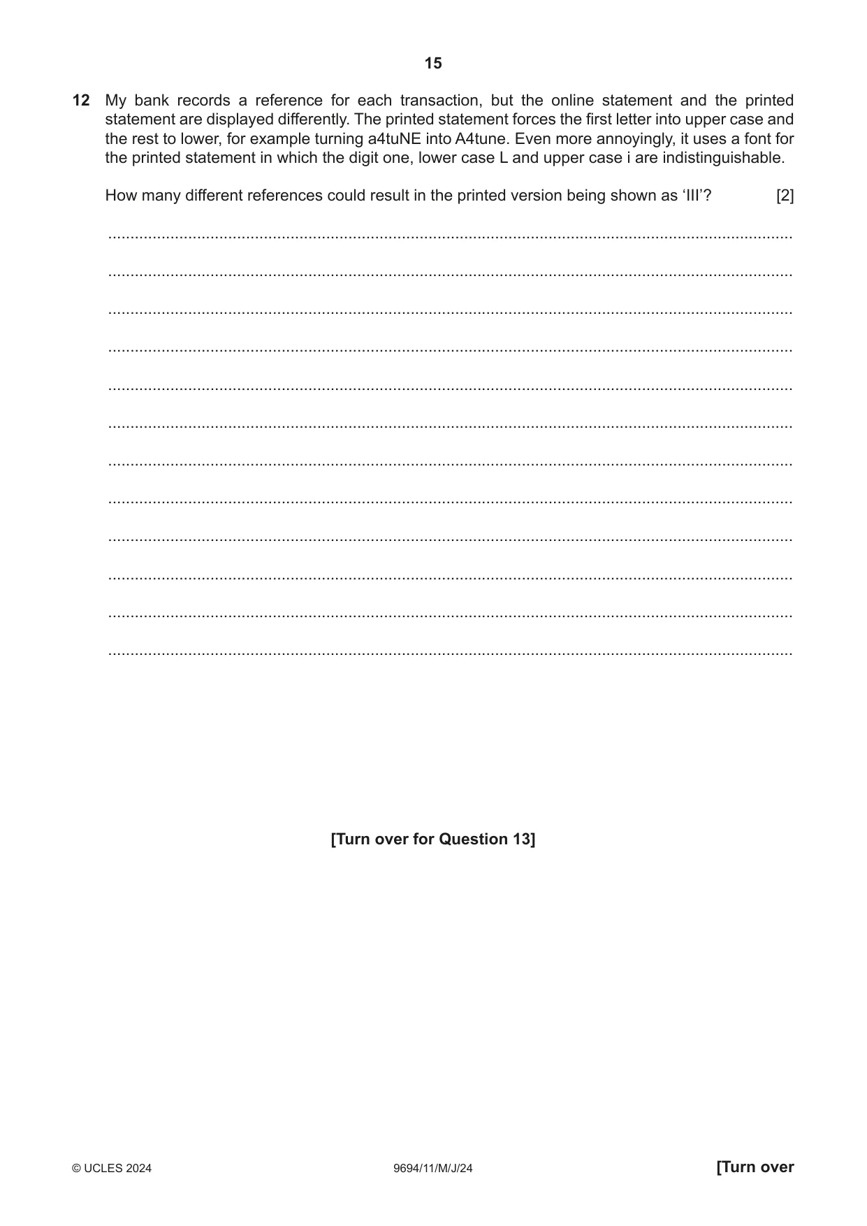 Cambridge A Level Thinking Skills 9694 2024 May/June Paper 1 · Variant 1 question paper, page 15 of 16