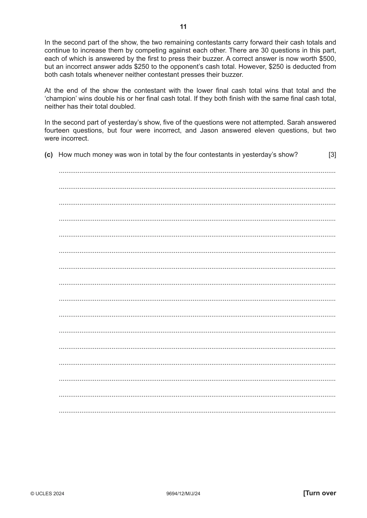 Cambridge A Level Thinking Skills 9694 2024 May/June Paper 1 · Variant 2 question paper, page 11 of 16