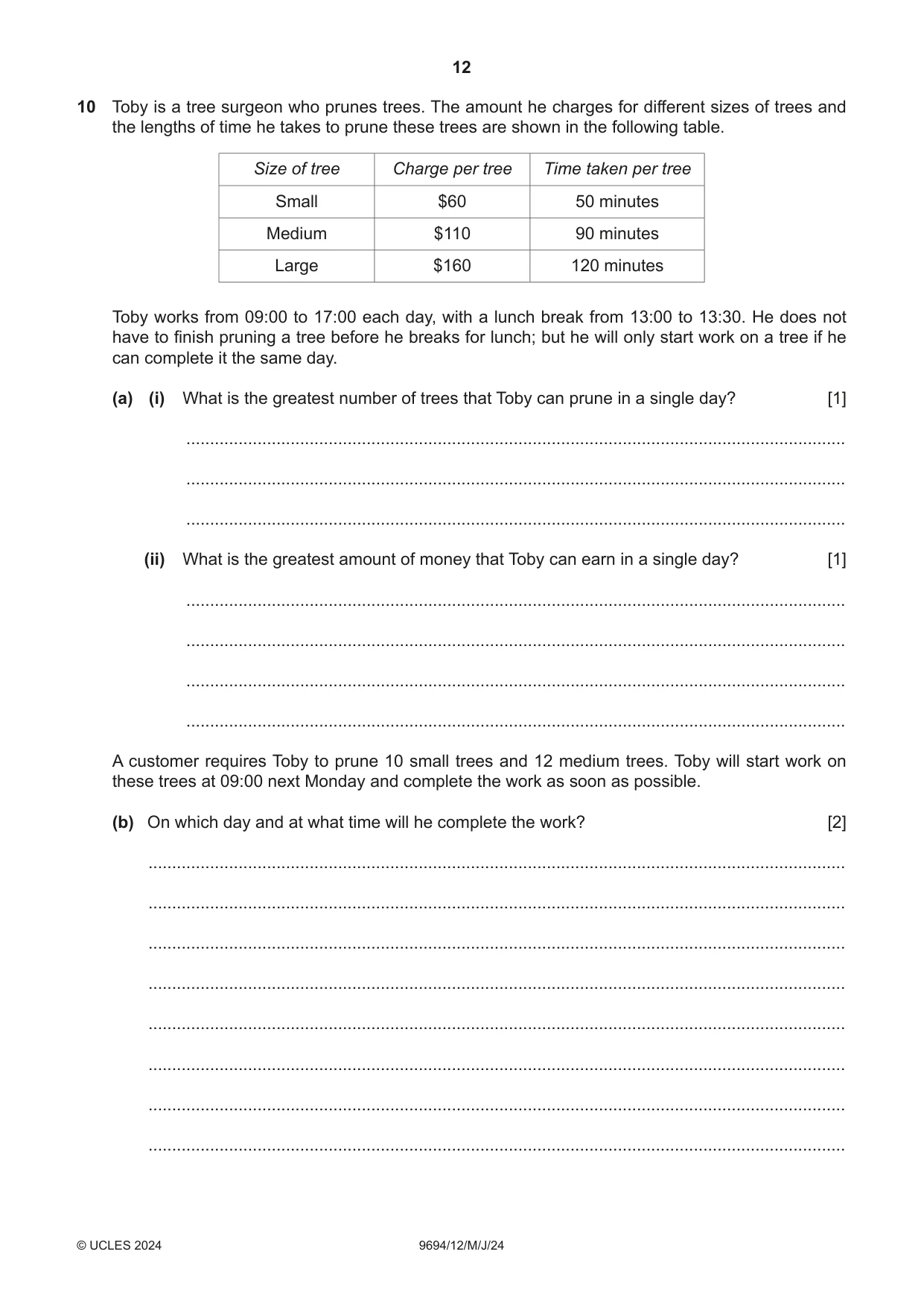 Cambridge A Level Thinking Skills 9694 2024 May/June Paper 1 · Variant 2 question paper, page 12 of 16