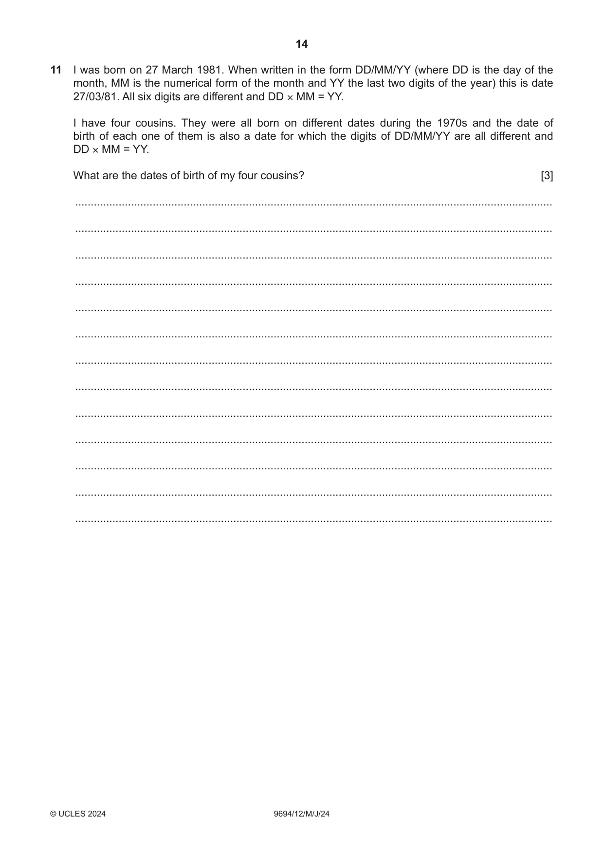 Cambridge A Level Thinking Skills 9694 2024 May/June Paper 1 · Variant 2 question paper, page 14 of 16