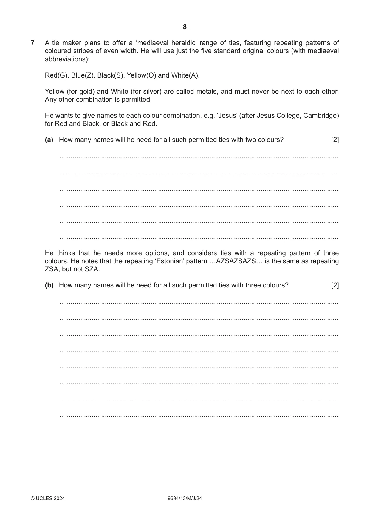 Cambridge A Level Thinking Skills 9694 2024 May/June Paper 1 · Variant 3 question paper, page 8 of 16