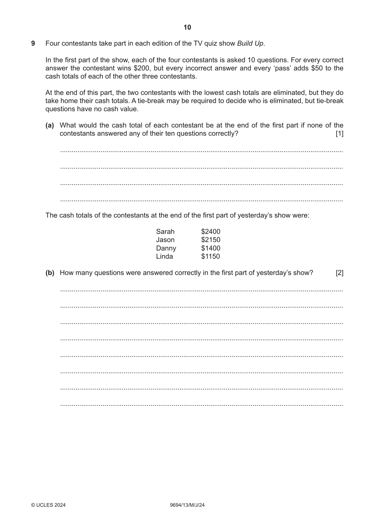 Cambridge A Level Thinking Skills 9694 2024 May/June Paper 1 · Variant 3 question paper, page 10 of 16