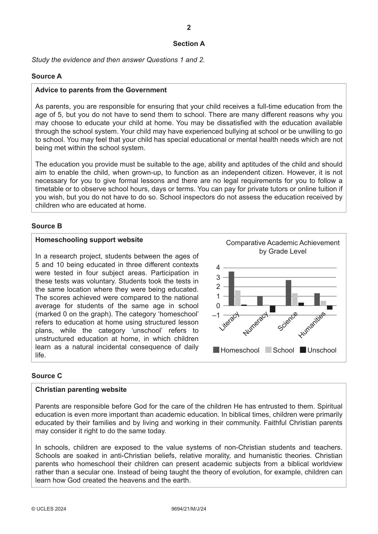 Cambridge A Level Thinking Skills 9694 2024 May/June Paper 2 · Variant 1 question paper, page 2 of 8