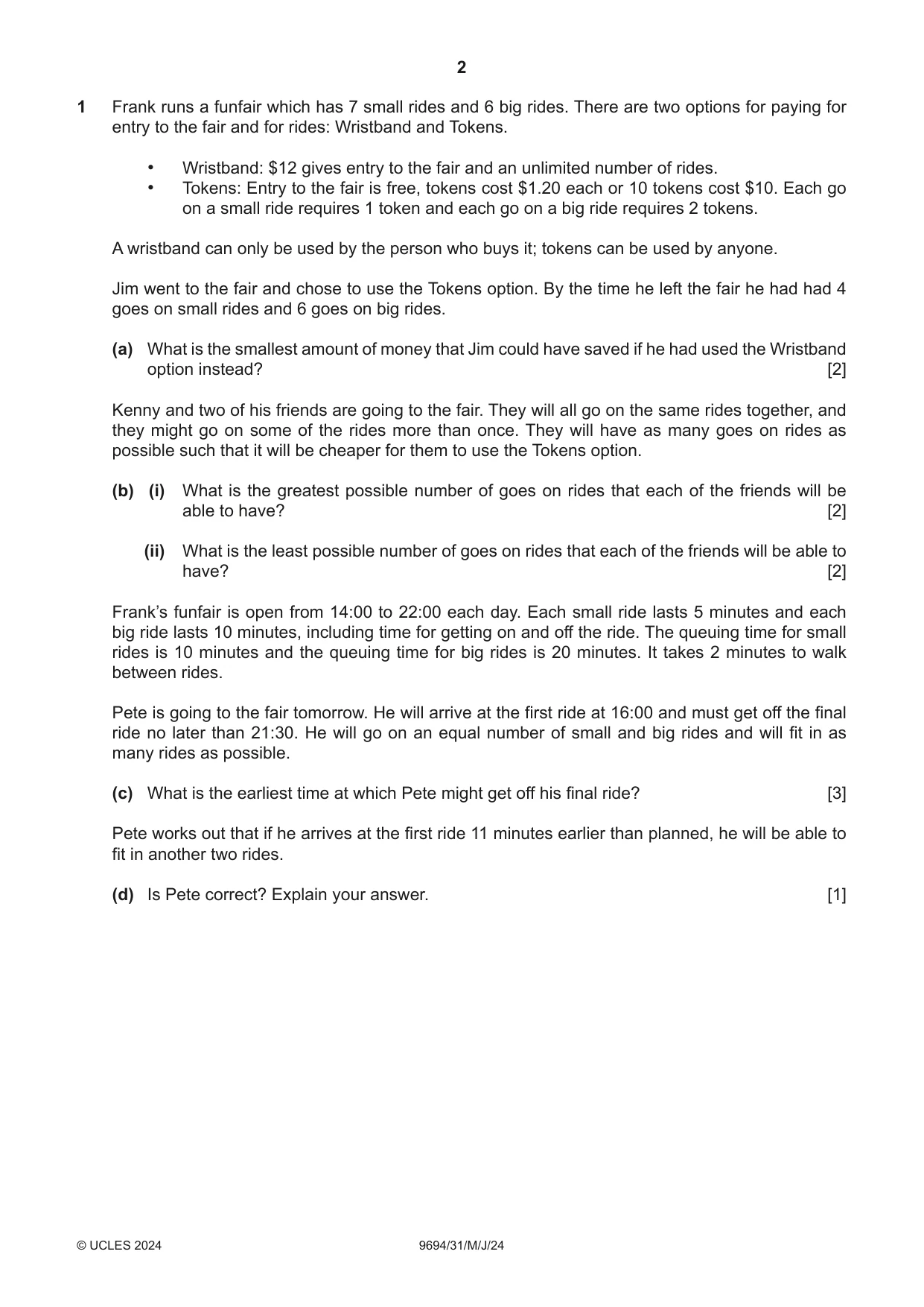Cambridge A Level Thinking Skills 9694 2024 May/June Paper 3 · Variant 1 question paper, page 2 of 8