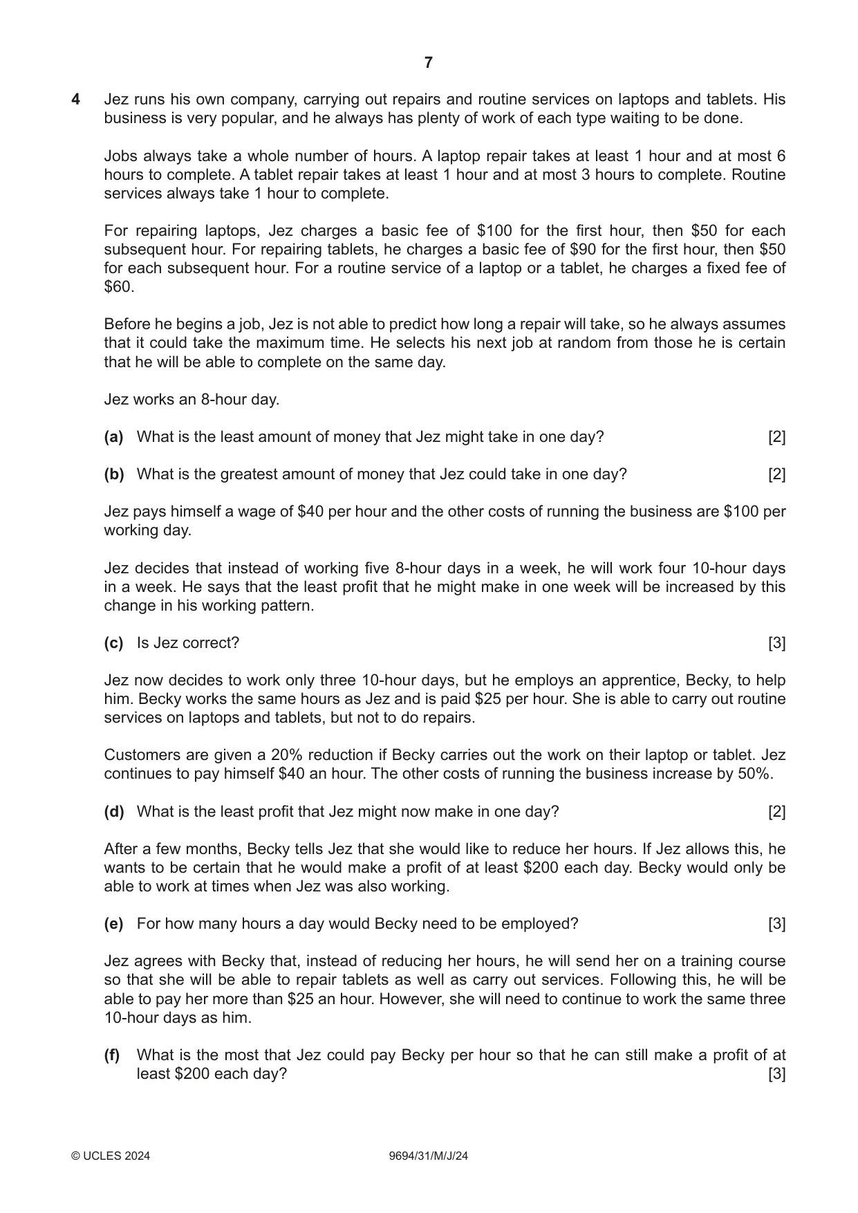 Cambridge A Level Thinking Skills 9694 2024 May/June Paper 3 · Variant 1 question paper, page 7 of 8