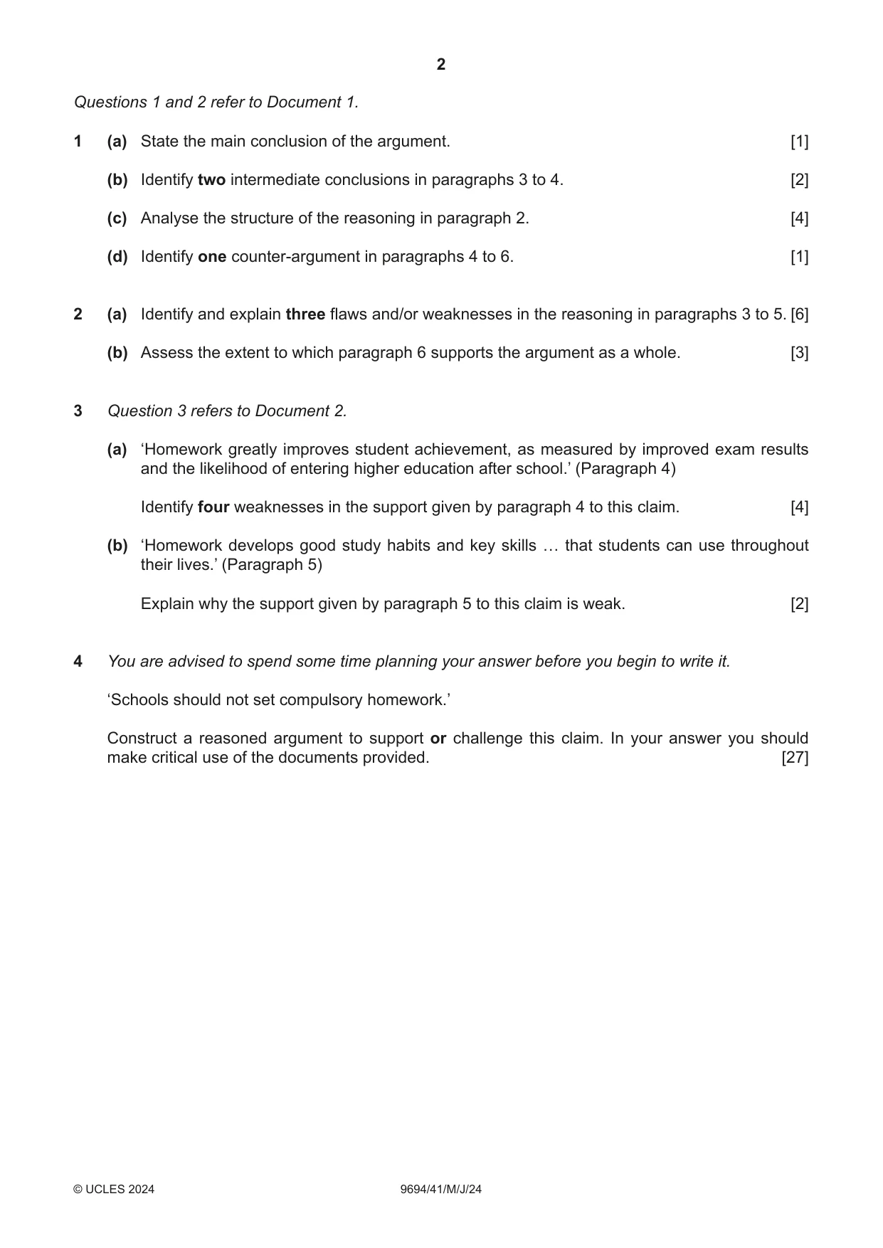 Cambridge A Level Thinking Skills 9694 2024 May/June Paper 4 · Variant 1 question paper, page 2 of 8