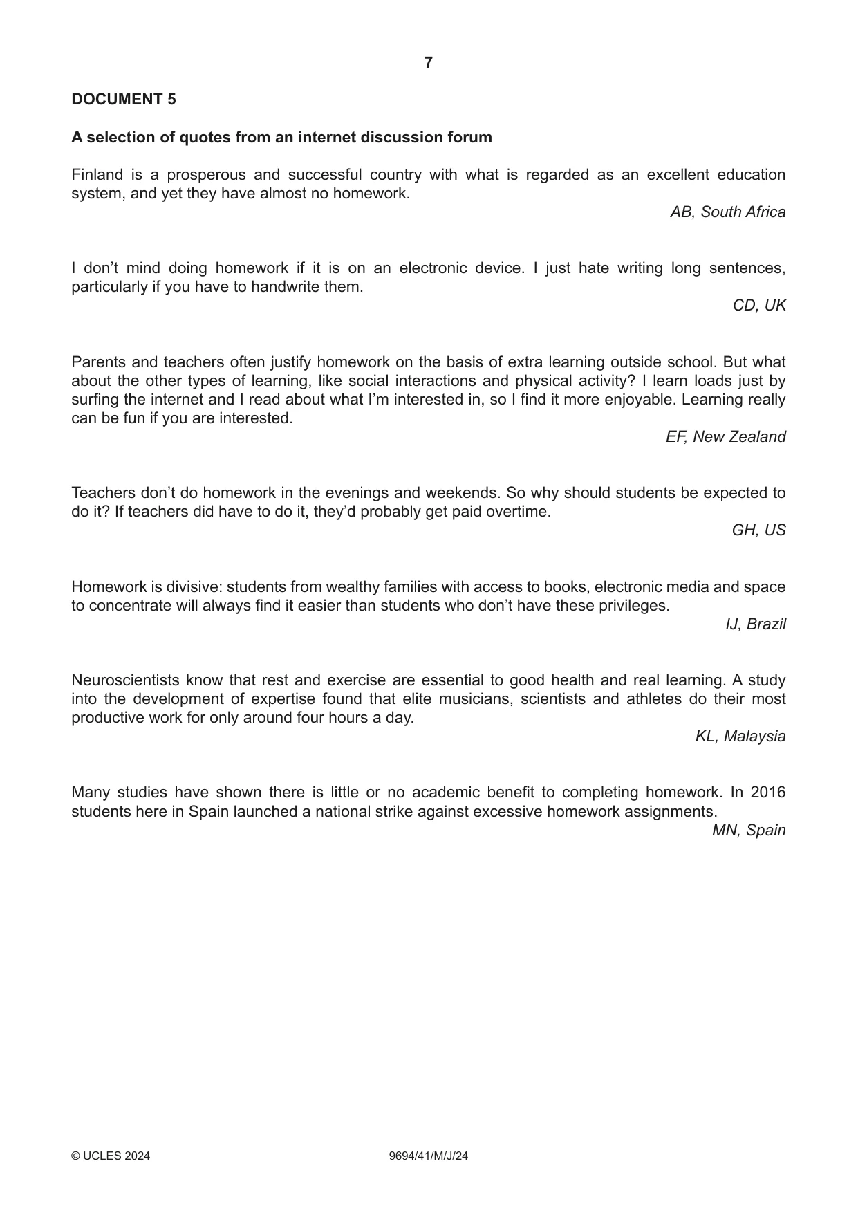 Cambridge A Level Thinking Skills 9694 2024 May/June Paper 4 · Variant 1 question paper, page 7 of 8