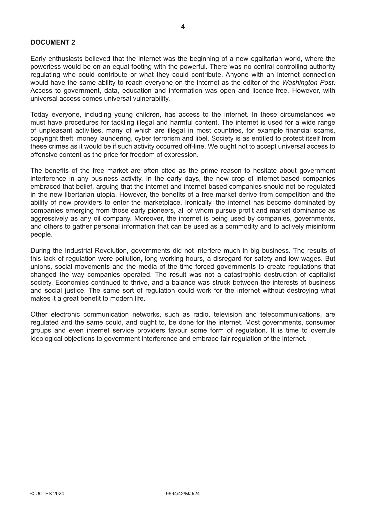 Cambridge A Level Thinking Skills 9694 2024 May/June Paper 4 · Variant 2 question paper, page 4 of 8