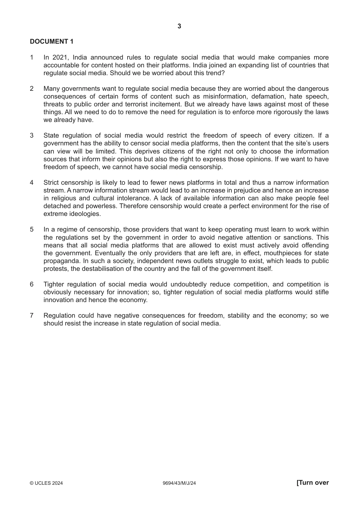 Cambridge A Level Thinking Skills 9694 2024 May/June Paper 4 · Variant 3 question paper, page 3 of 8