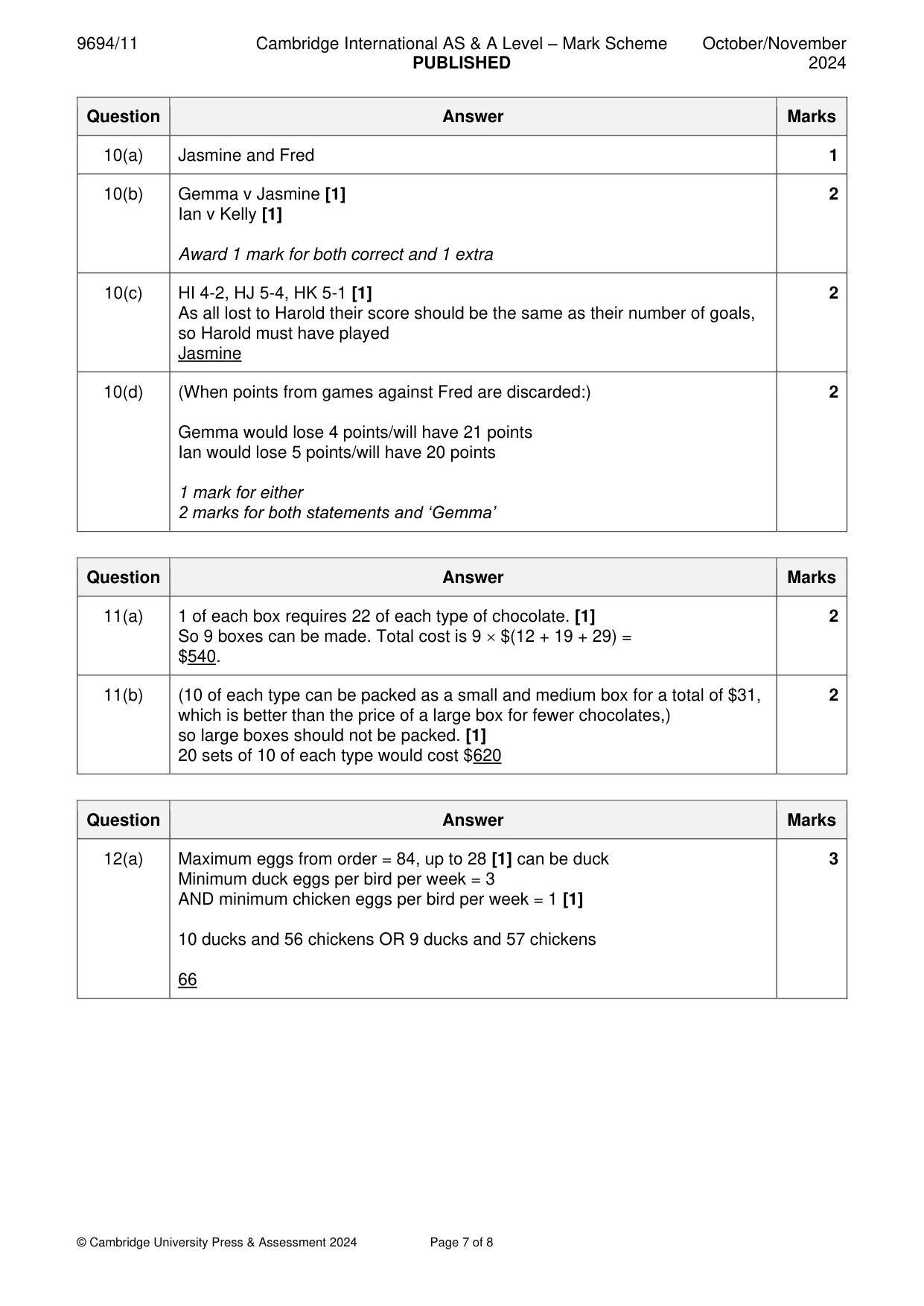 Mark scheme, page 7 of 8