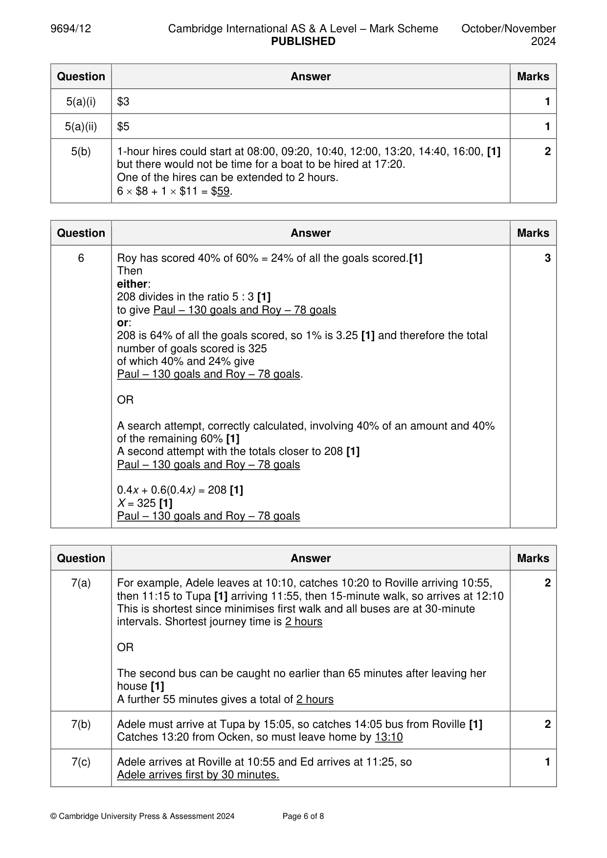Mark scheme, page 6 of 8