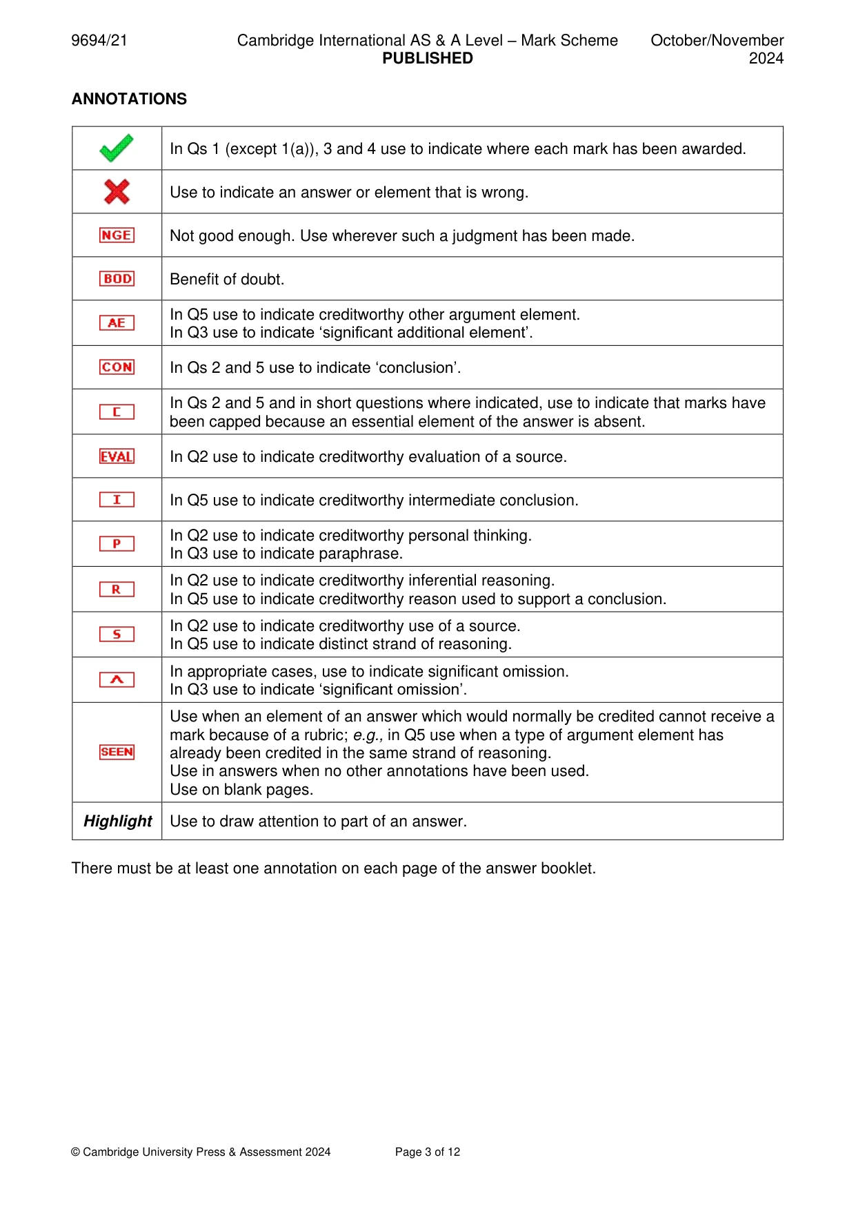 Mark scheme, page 3 of 12
