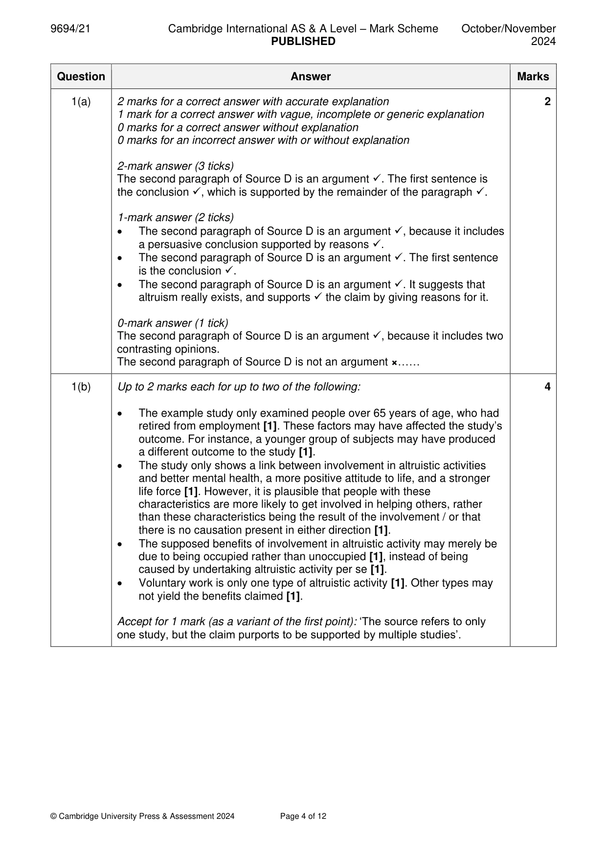 Mark scheme, page 4 of 12