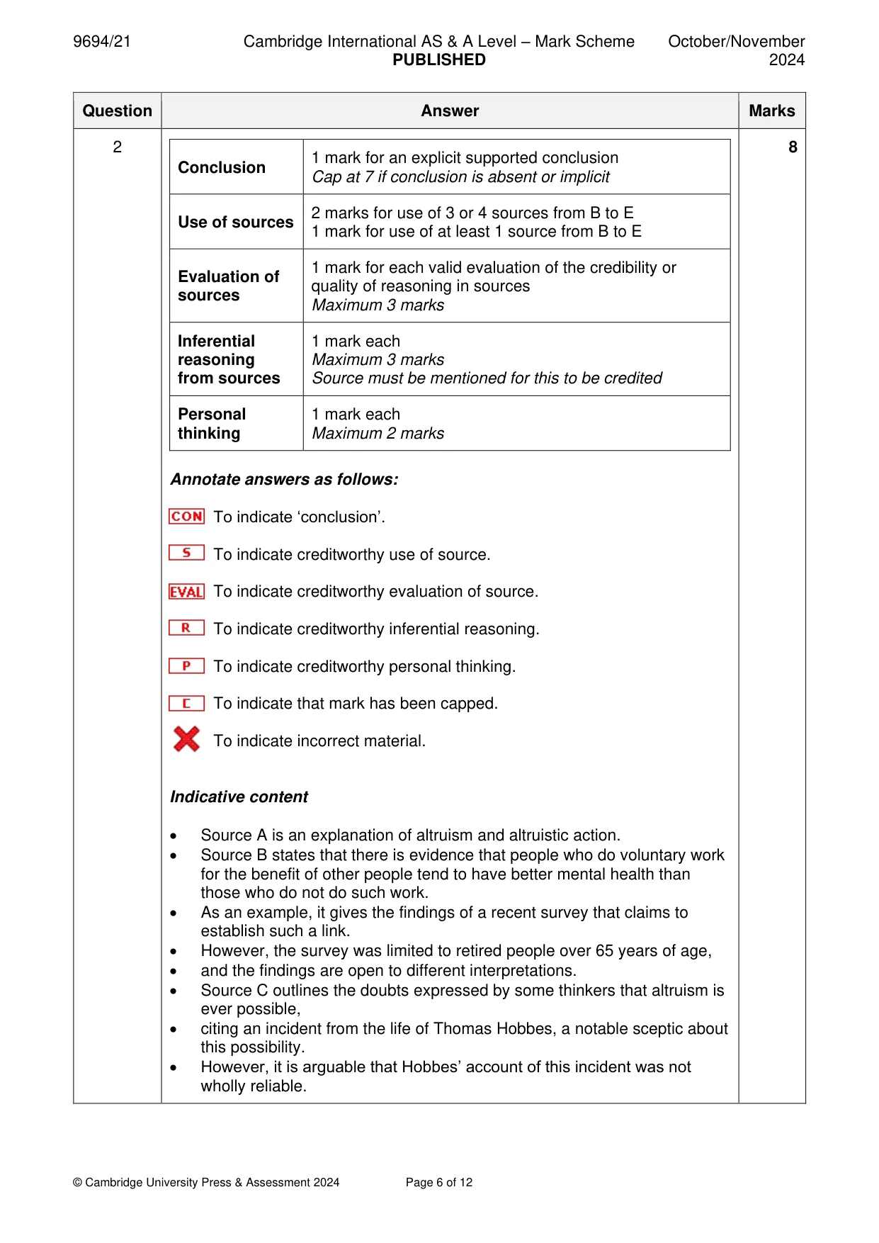 Mark scheme, page 6 of 12