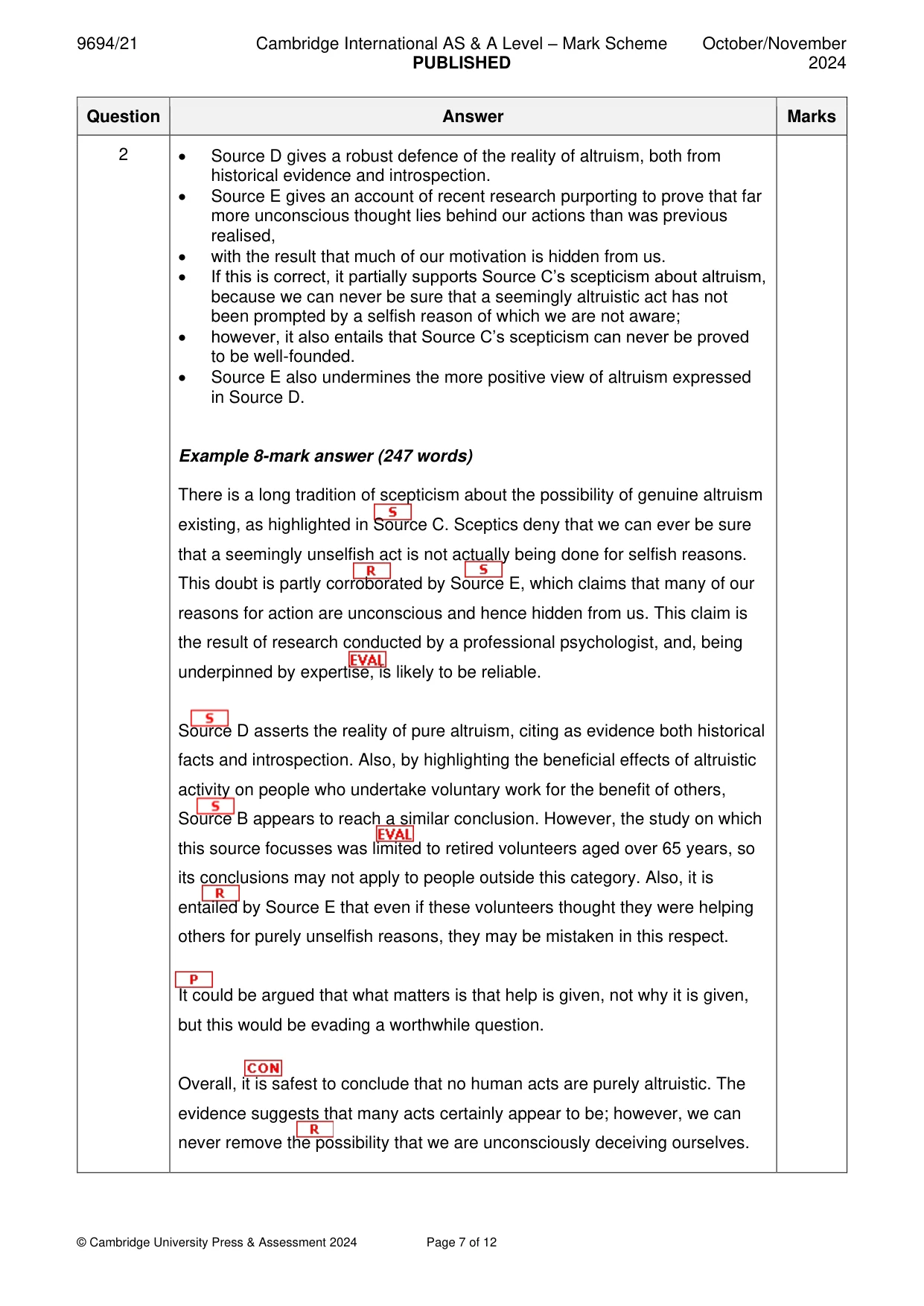 Mark scheme, page 7 of 12