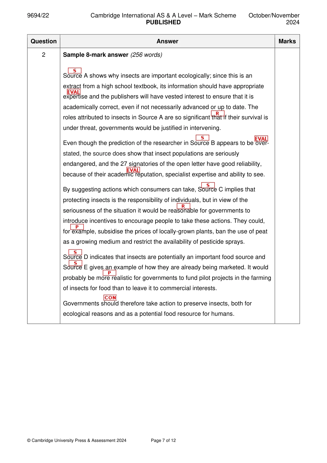 Mark scheme, page 7 of 12