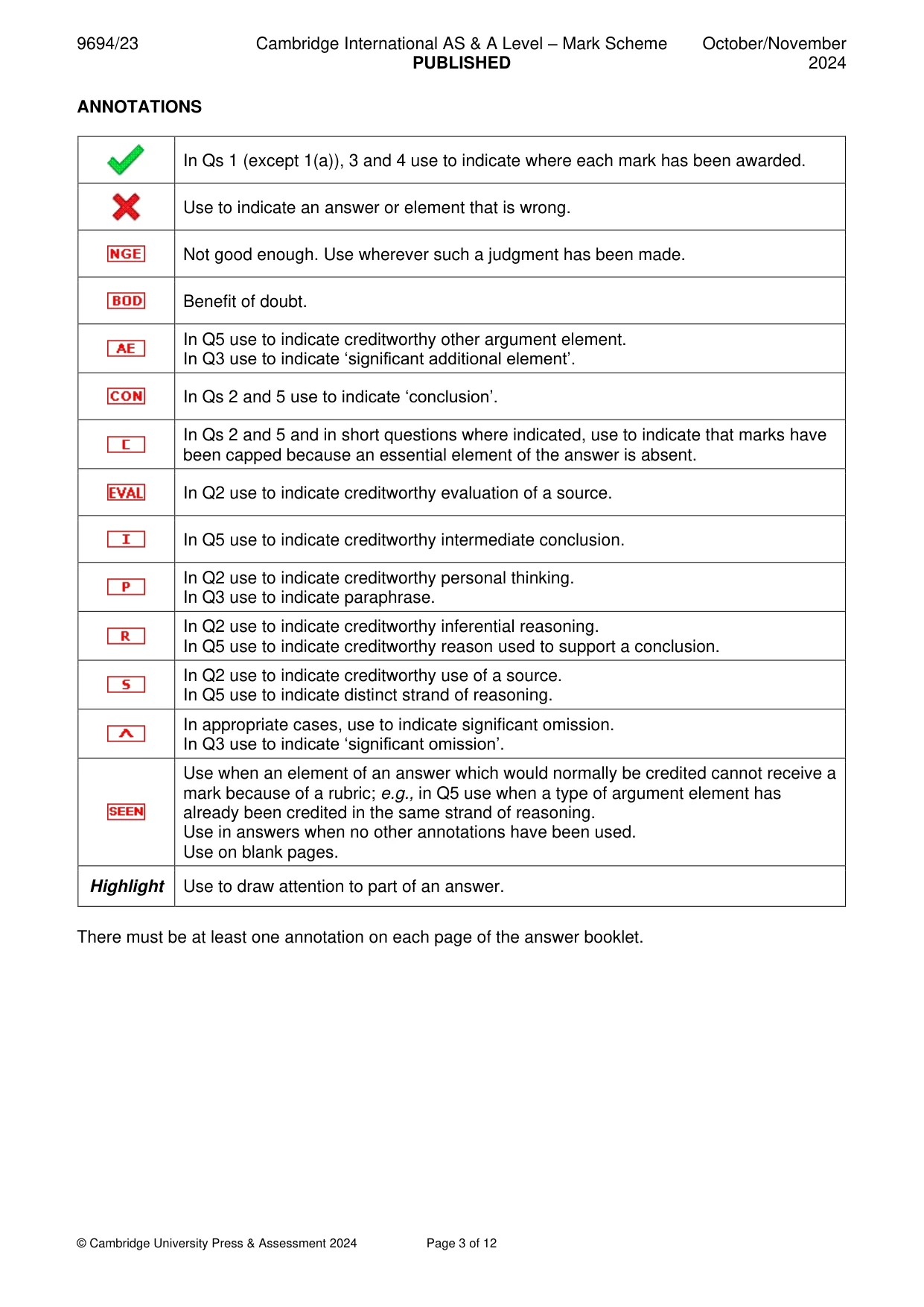 Mark scheme, page 3 of 12