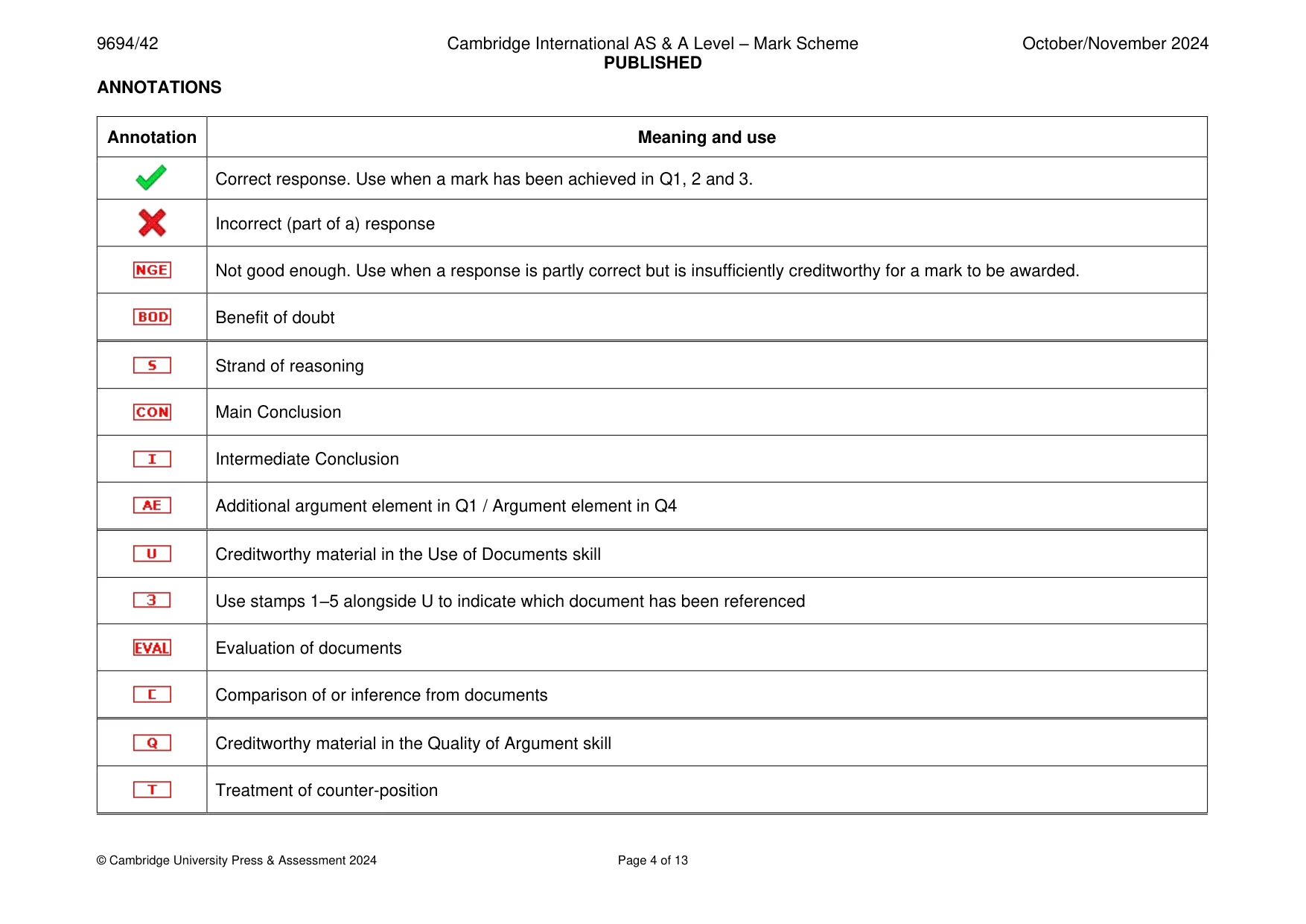 Mark scheme, page 4 of 13