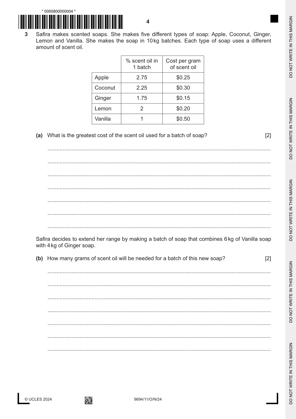 Cambridge A Level Thinking Skills 9694 2024 Oct/Nov Paper 1 · Variant 1 question paper, page 4 of 16