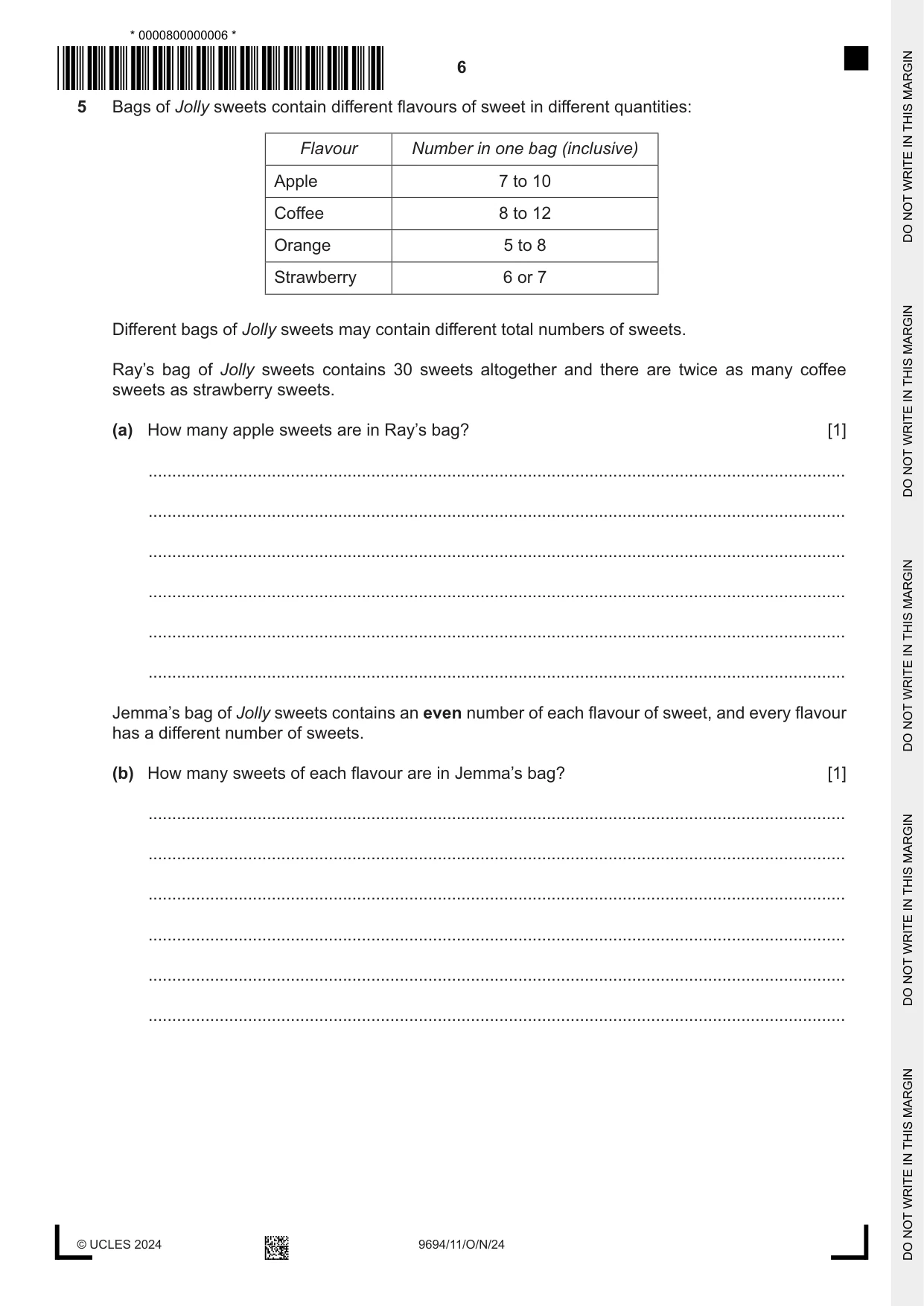 Cambridge A Level Thinking Skills 9694 2024 Oct/Nov Paper 1 · Variant 1 question paper, page 6 of 16