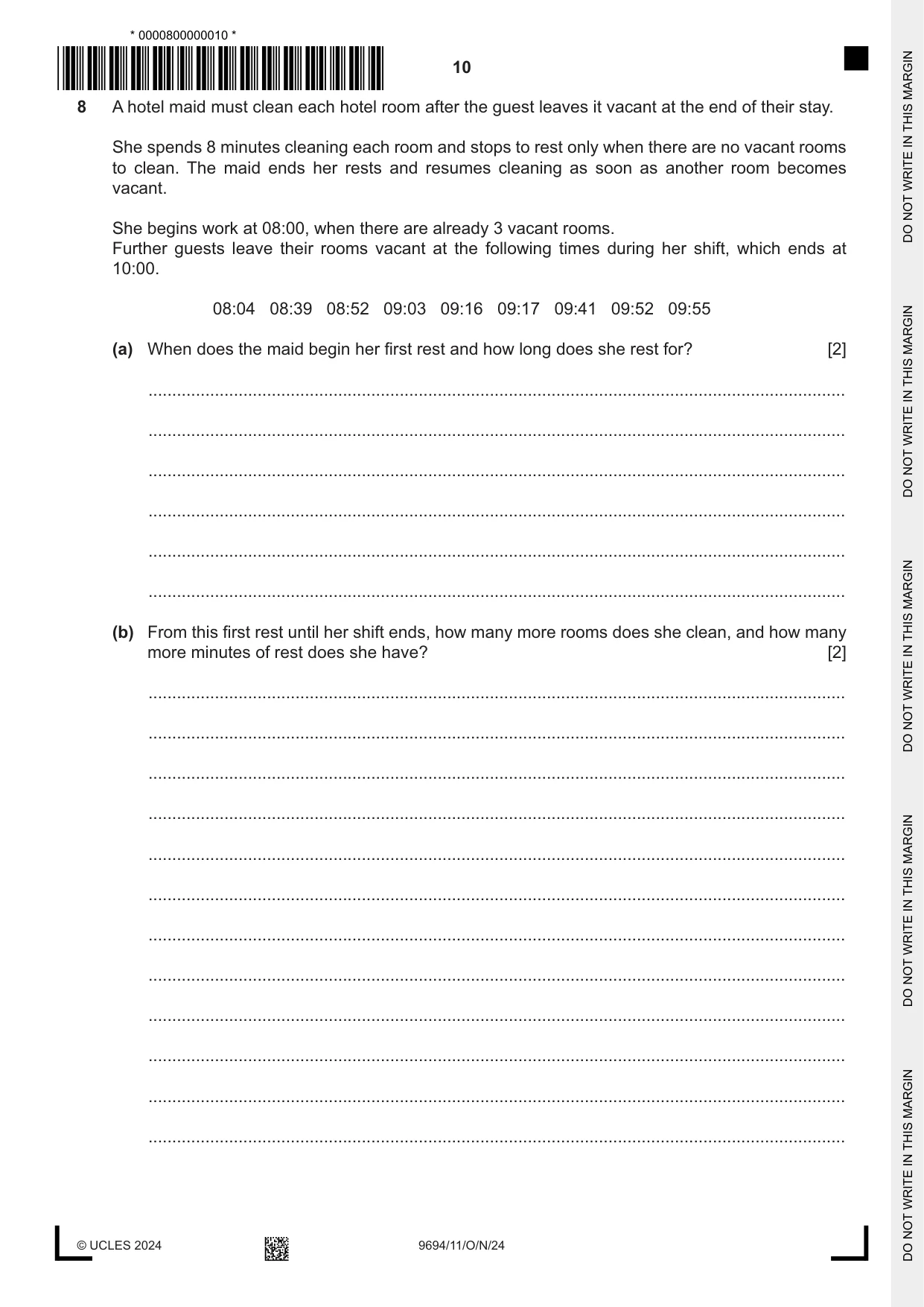 Cambridge A Level Thinking Skills 9694 2024 Oct/Nov Paper 1 · Variant 1 question paper, page 10 of 16