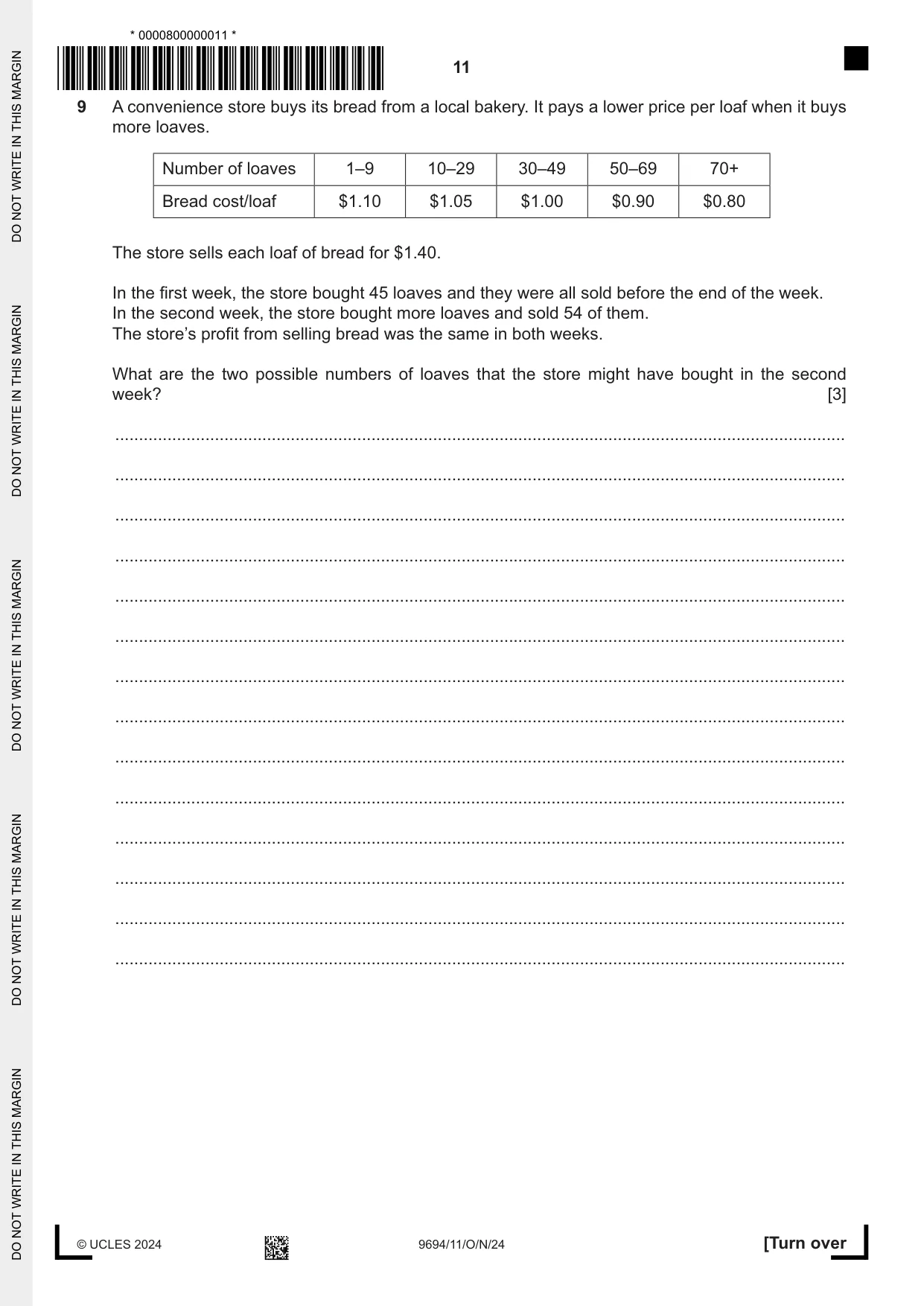 Cambridge A Level Thinking Skills 9694 2024 Oct/Nov Paper 1 · Variant 1 question paper, page 11 of 16