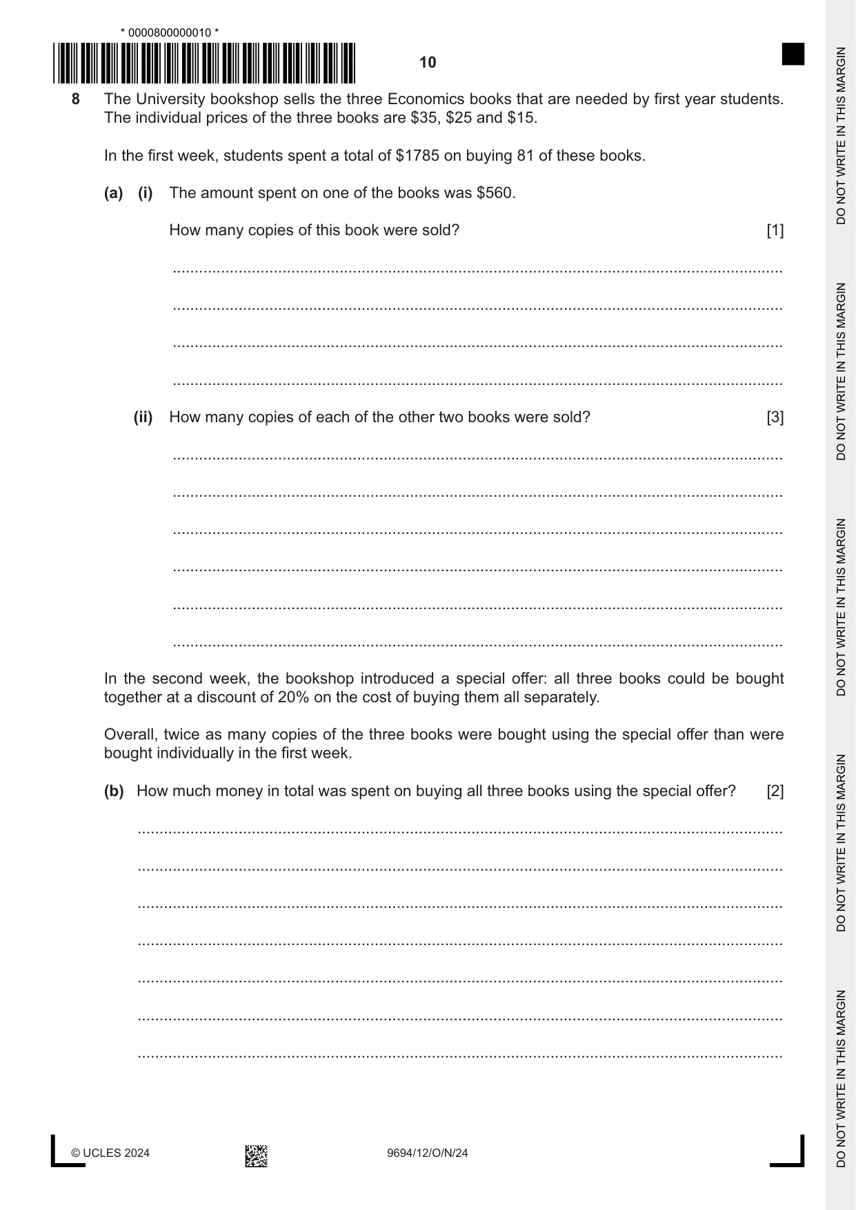 Cambridge A Level Thinking Skills 9694 2024 Oct/Nov Paper 1 · Variant 2 question paper, page 10 of 20