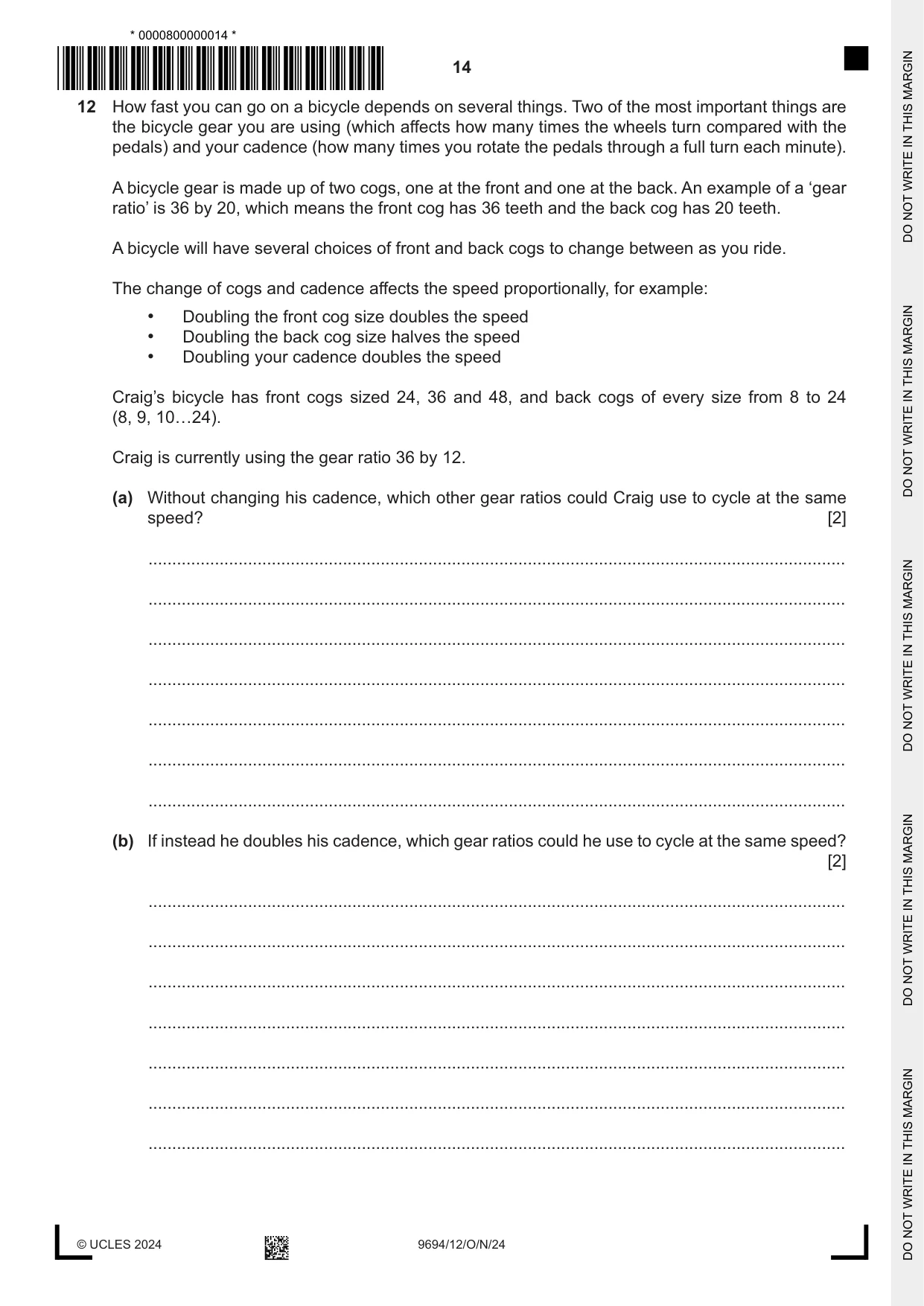 Cambridge A Level Thinking Skills 9694 2024 Oct/Nov Paper 1 · Variant 2 question paper, page 14 of 20