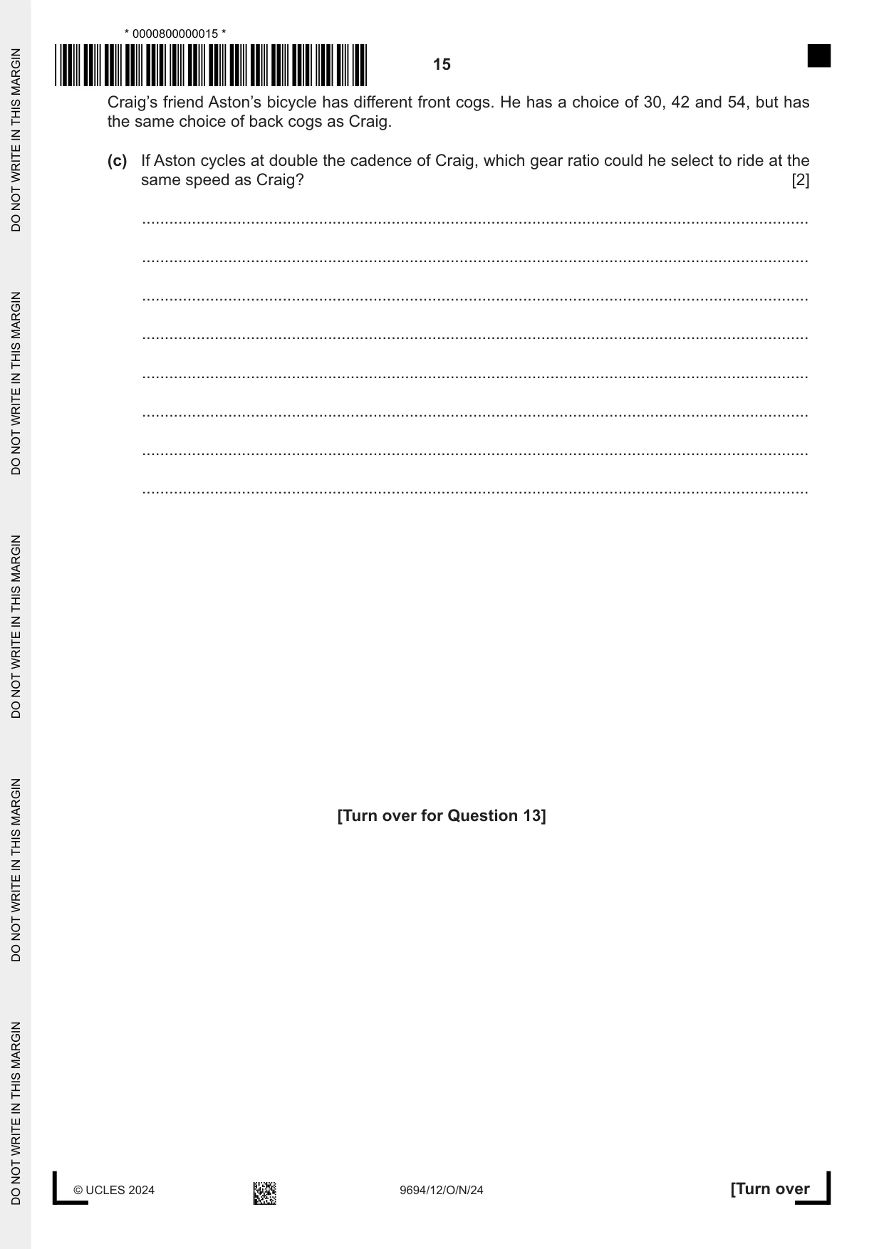 Cambridge A Level Thinking Skills 9694 2024 Oct/Nov Paper 1 · Variant 2 question paper, page 15 of 20