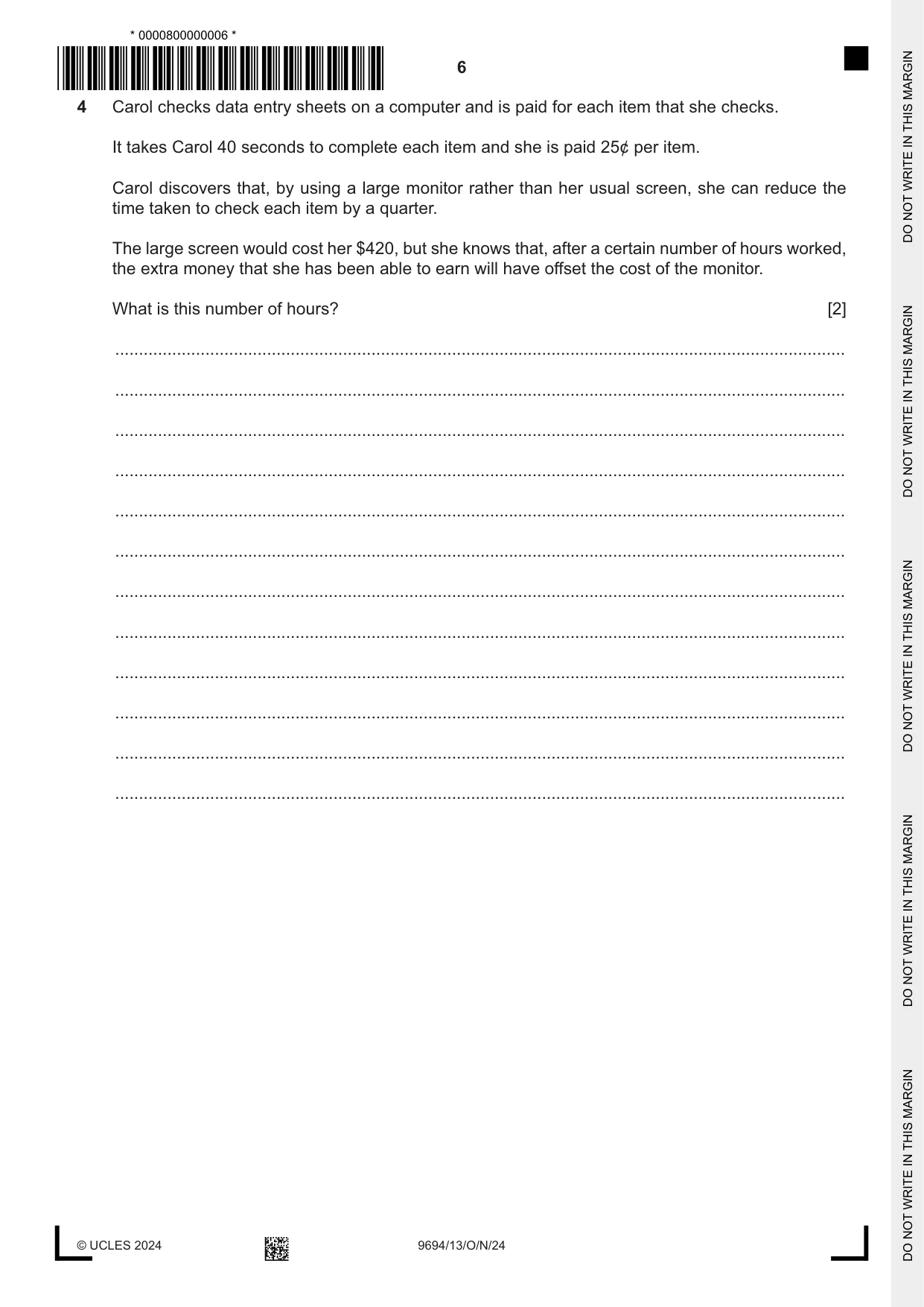 Cambridge A Level Thinking Skills 9694 2024 Oct/Nov Paper 1 · Variant 3 question paper, page 6 of 20