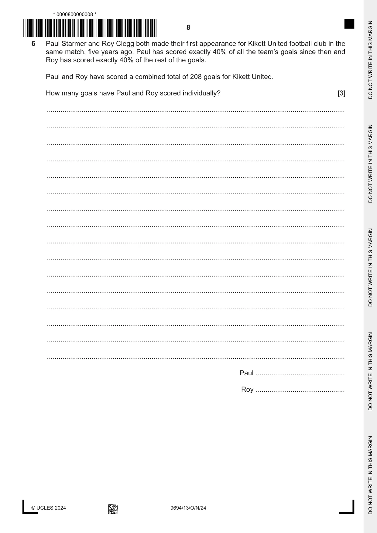 Cambridge A Level Thinking Skills 9694 2024 Oct/Nov Paper 1 · Variant 3 question paper, page 8 of 20