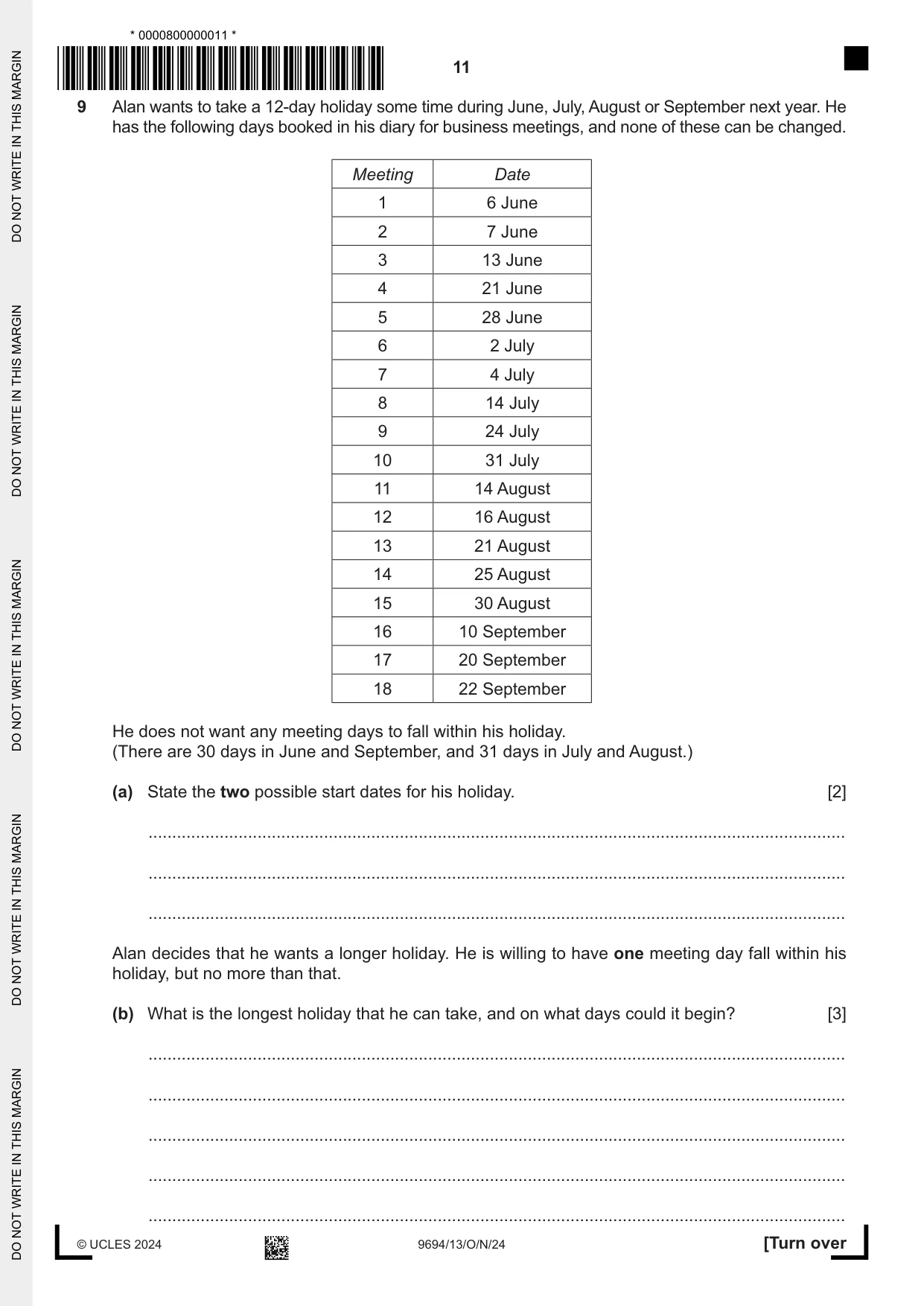 Cambridge A Level Thinking Skills 9694 2024 Oct/Nov Paper 1 · Variant 3 question paper, page 11 of 20