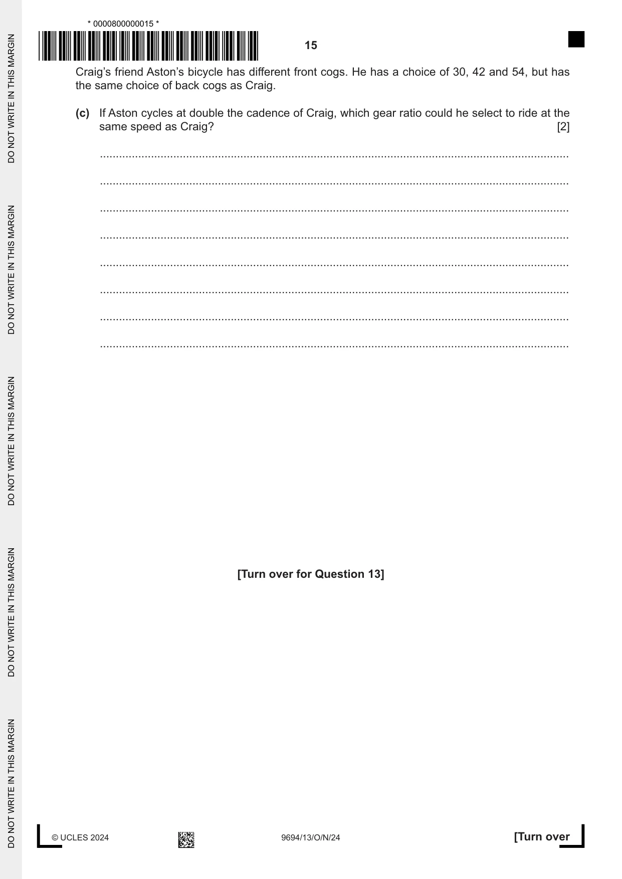 Cambridge A Level Thinking Skills 9694 2024 Oct/Nov Paper 1 · Variant 3 question paper, page 15 of 20