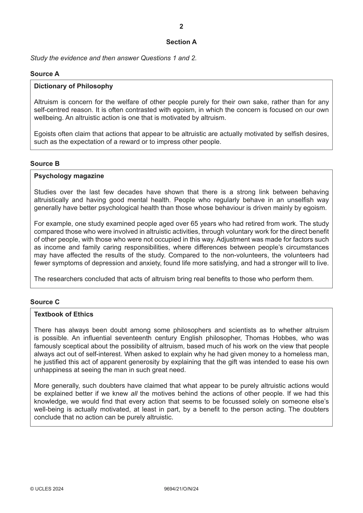 Cambridge A Level Thinking Skills 9694 2024 Oct/Nov Paper 2 · Variant 1 question paper, page 2 of 8