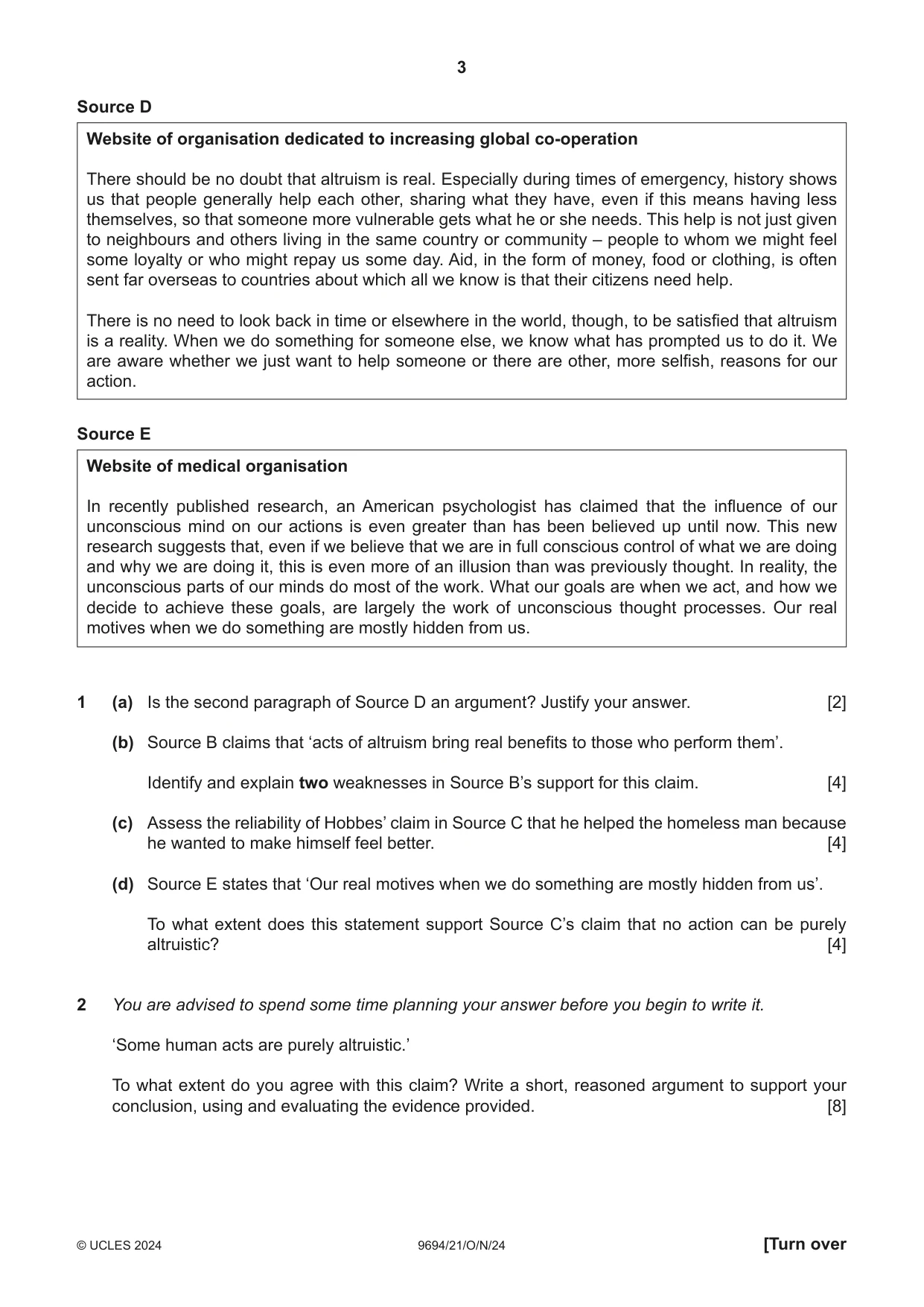 Cambridge A Level Thinking Skills 9694 2024 Oct/Nov Paper 2 · Variant 1 question paper, page 3 of 8