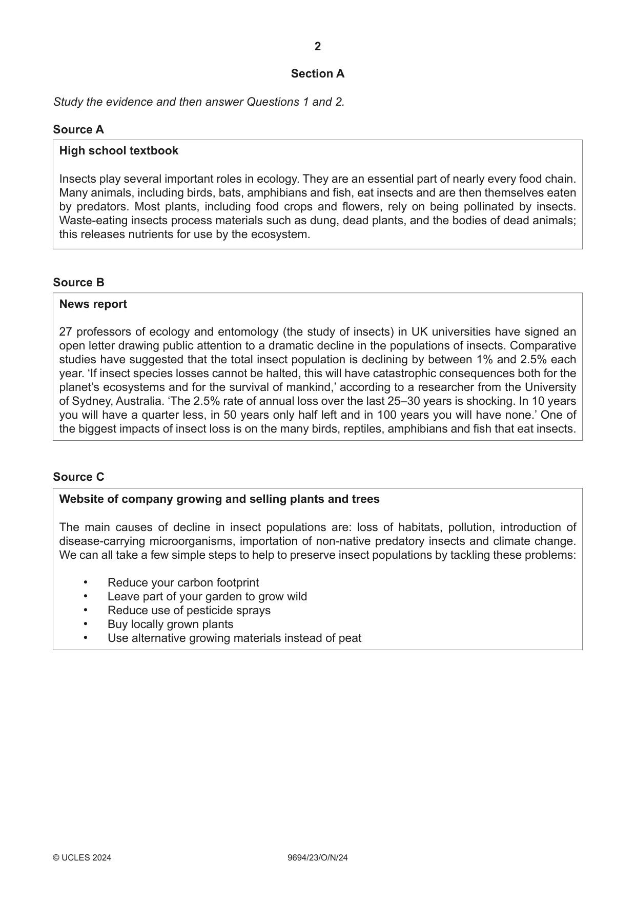 Cambridge A Level Thinking Skills 9694 2024 Oct/Nov Paper 2 · Variant 3 question paper, page 2 of 8