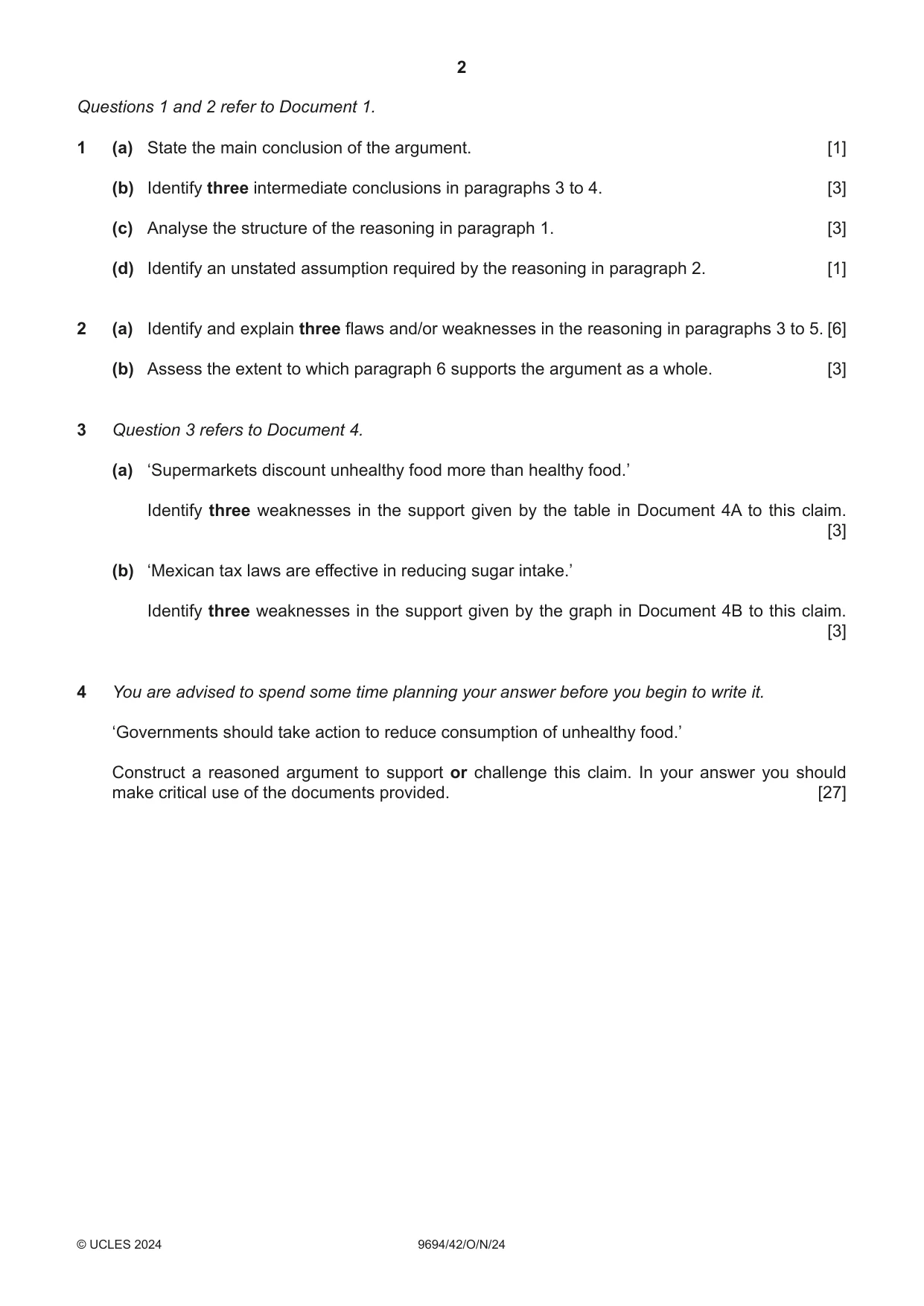 Cambridge A Level Thinking Skills 9694 2024 Oct/Nov Paper 4 · Variant 2 question paper, page 2 of 8
