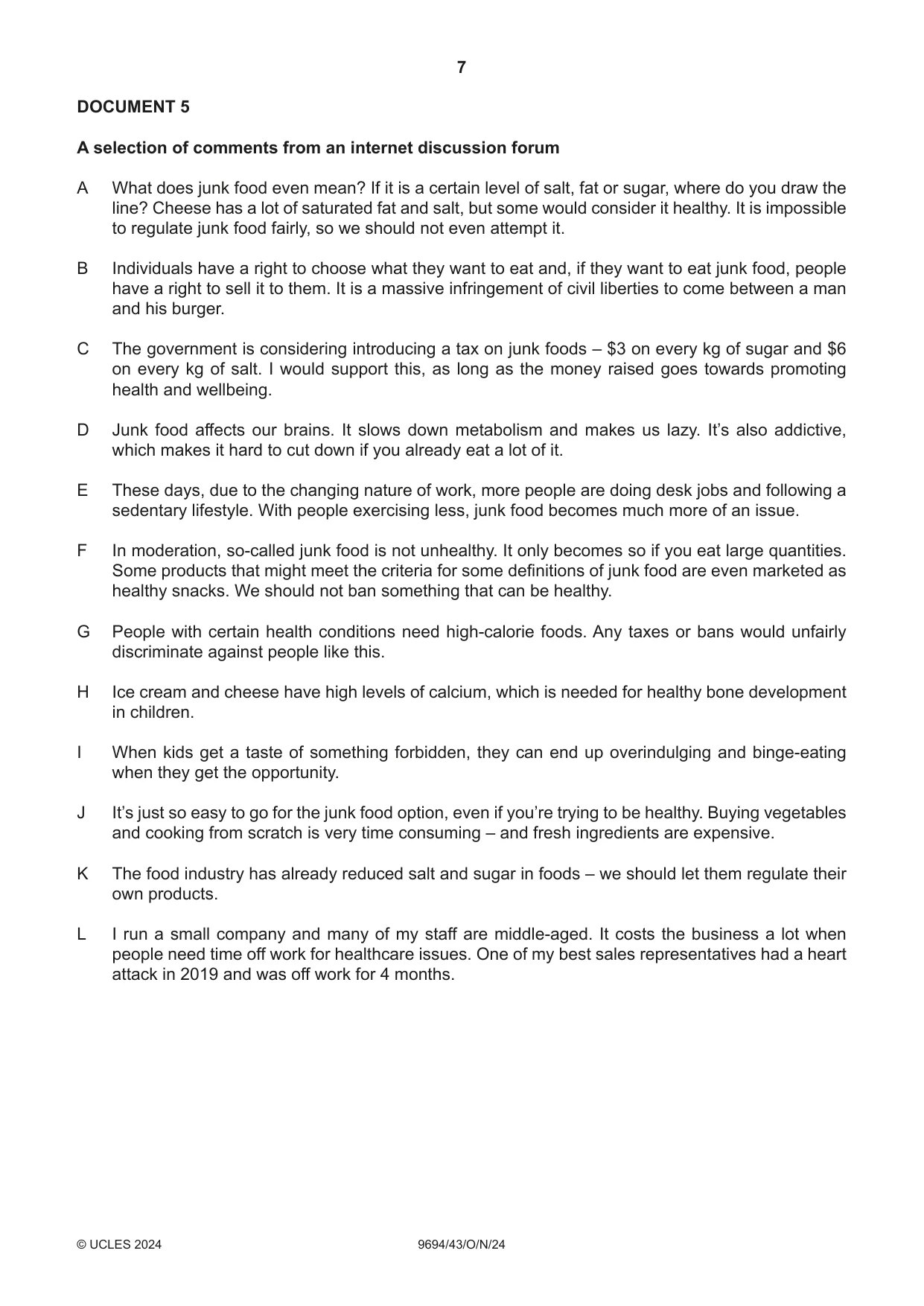 Cambridge A Level Thinking Skills 9694 2024 Oct/Nov Paper 4 · Variant 3 question paper, page 7 of 8