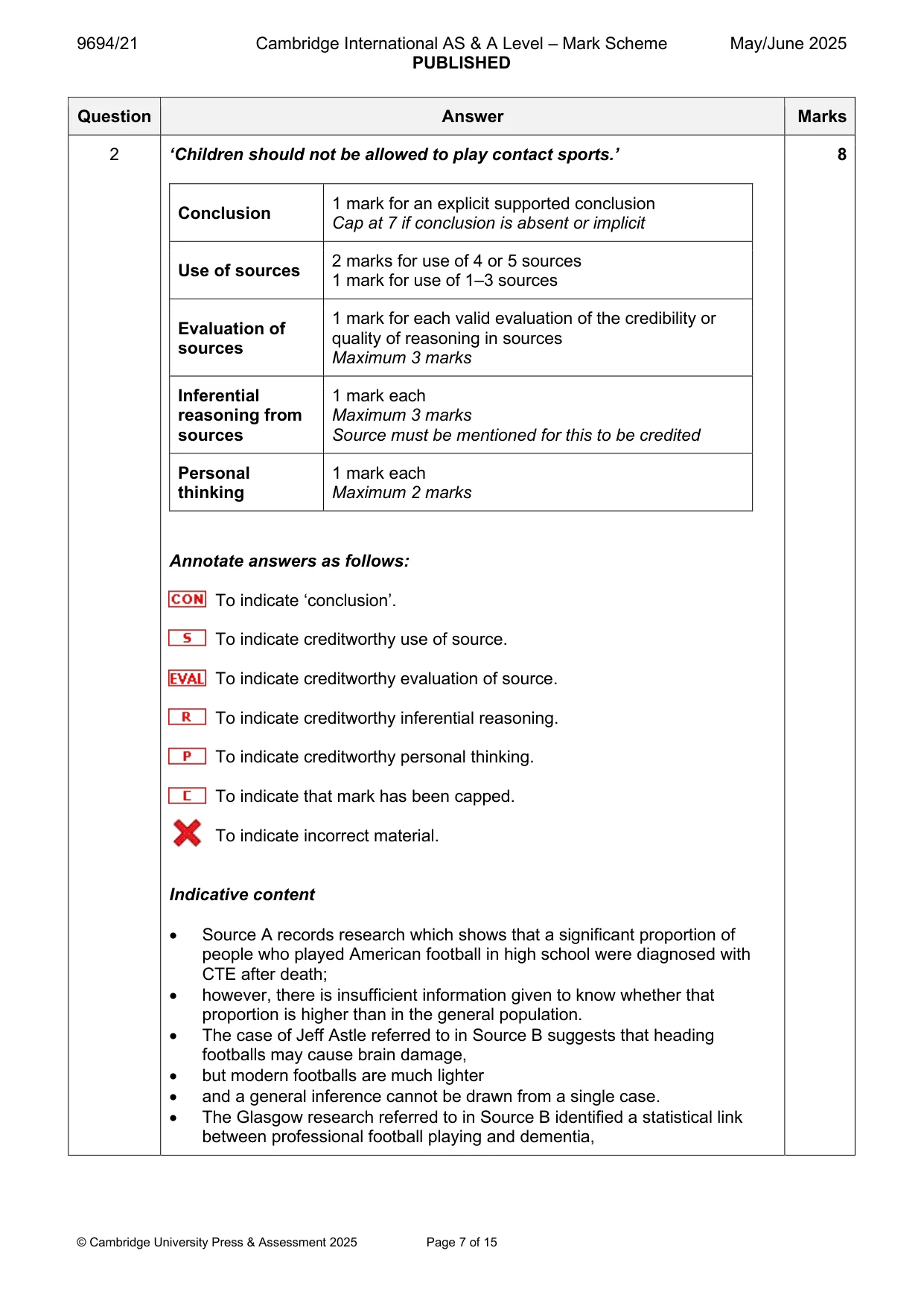 Mark scheme, page 7 of 15