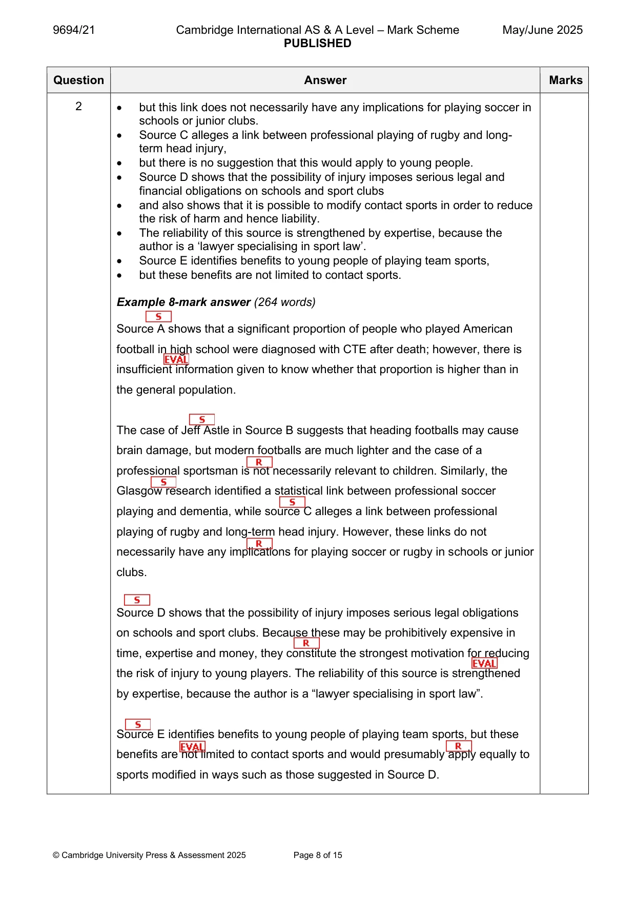 Mark scheme, page 8 of 15