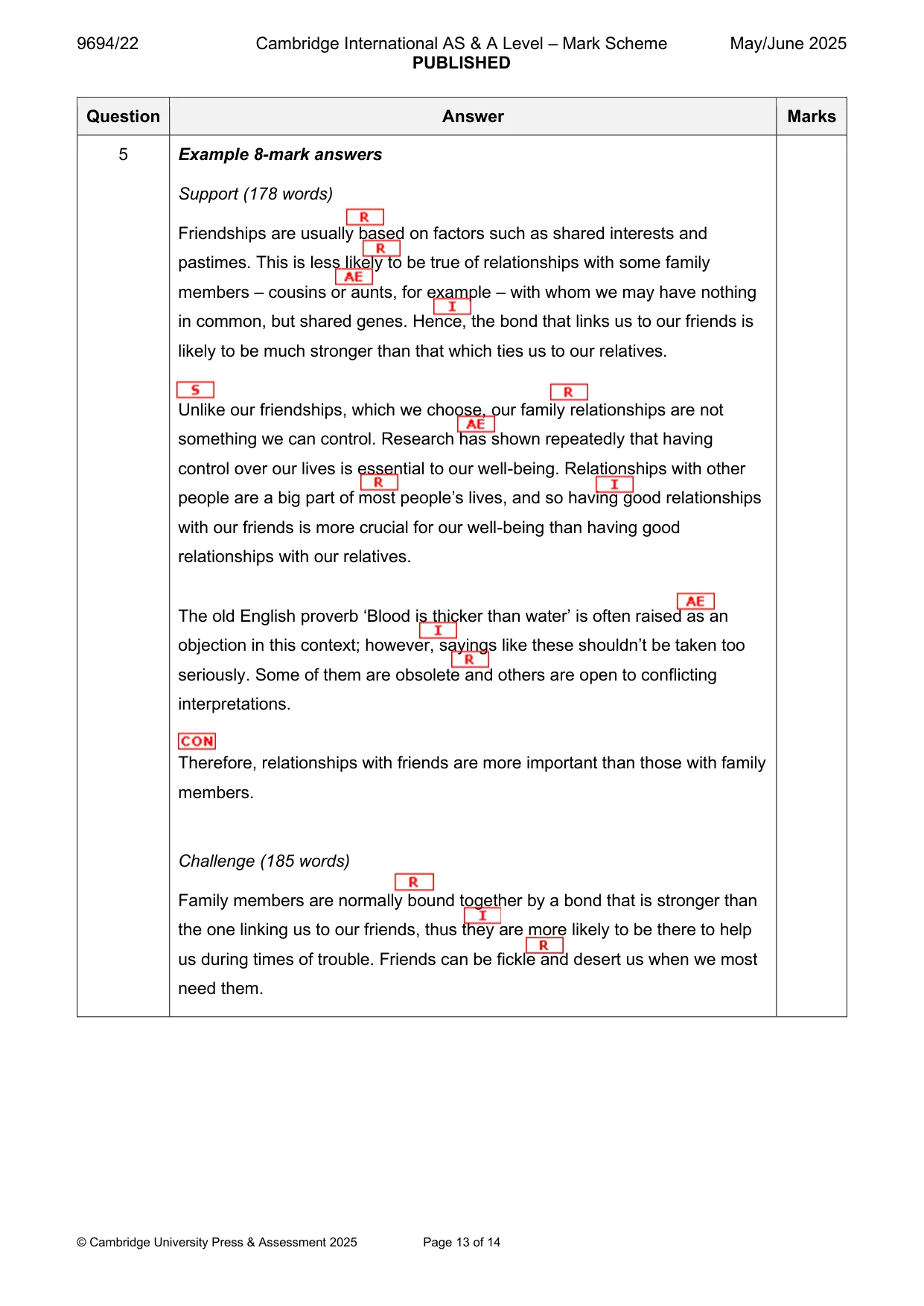Mark scheme, page 13 of 14