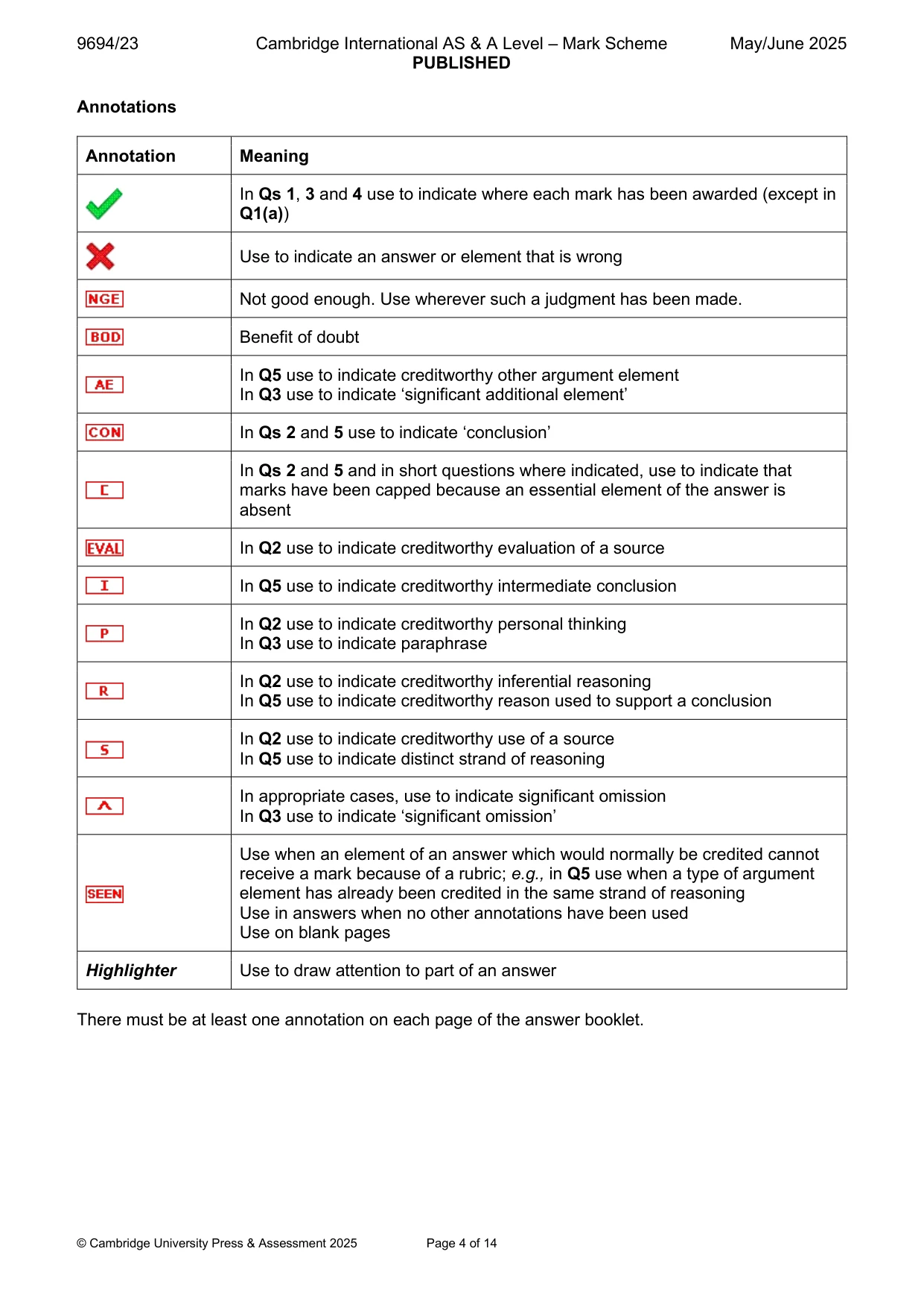 Mark scheme, page 4 of 14