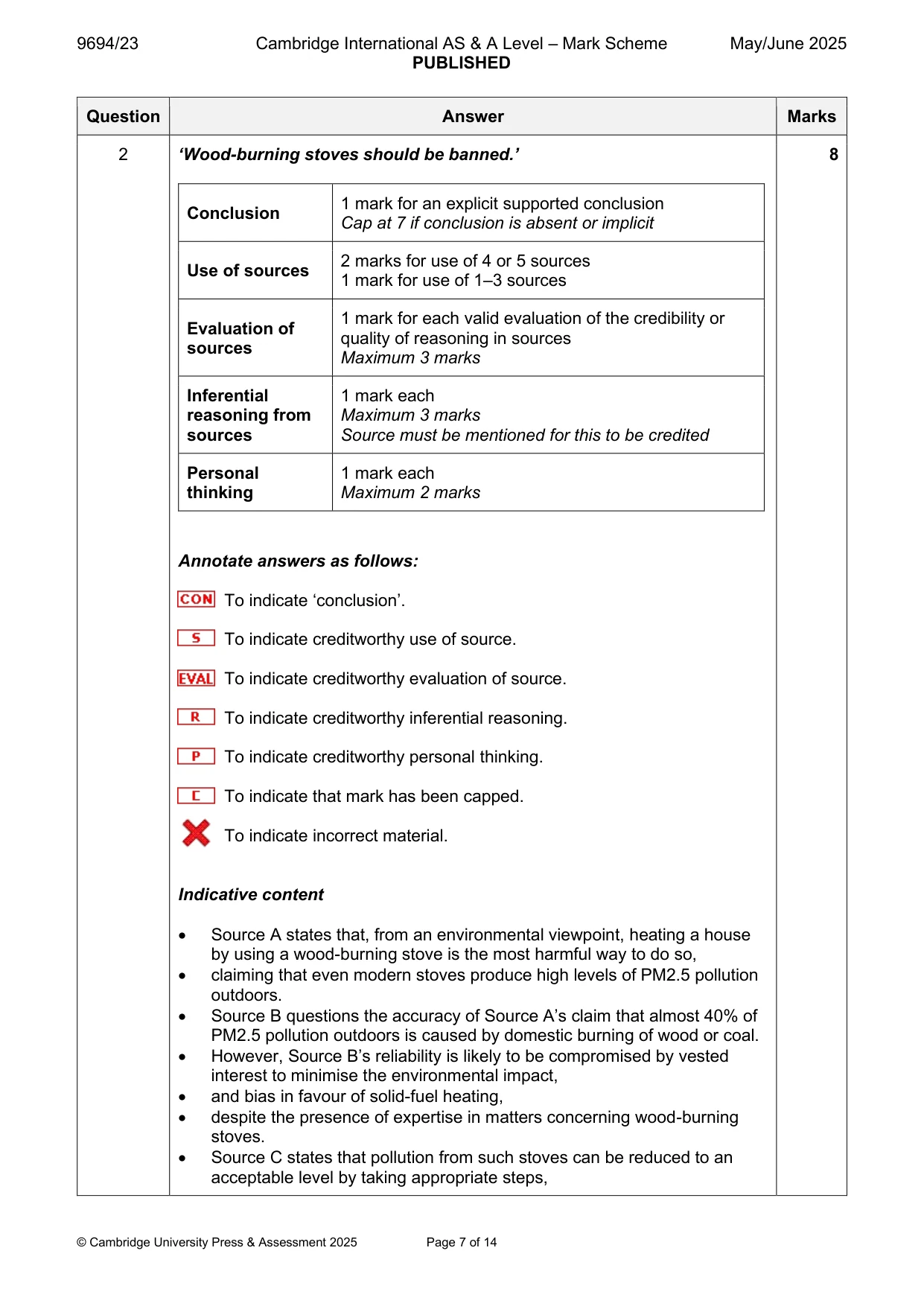Mark scheme, page 7 of 14
